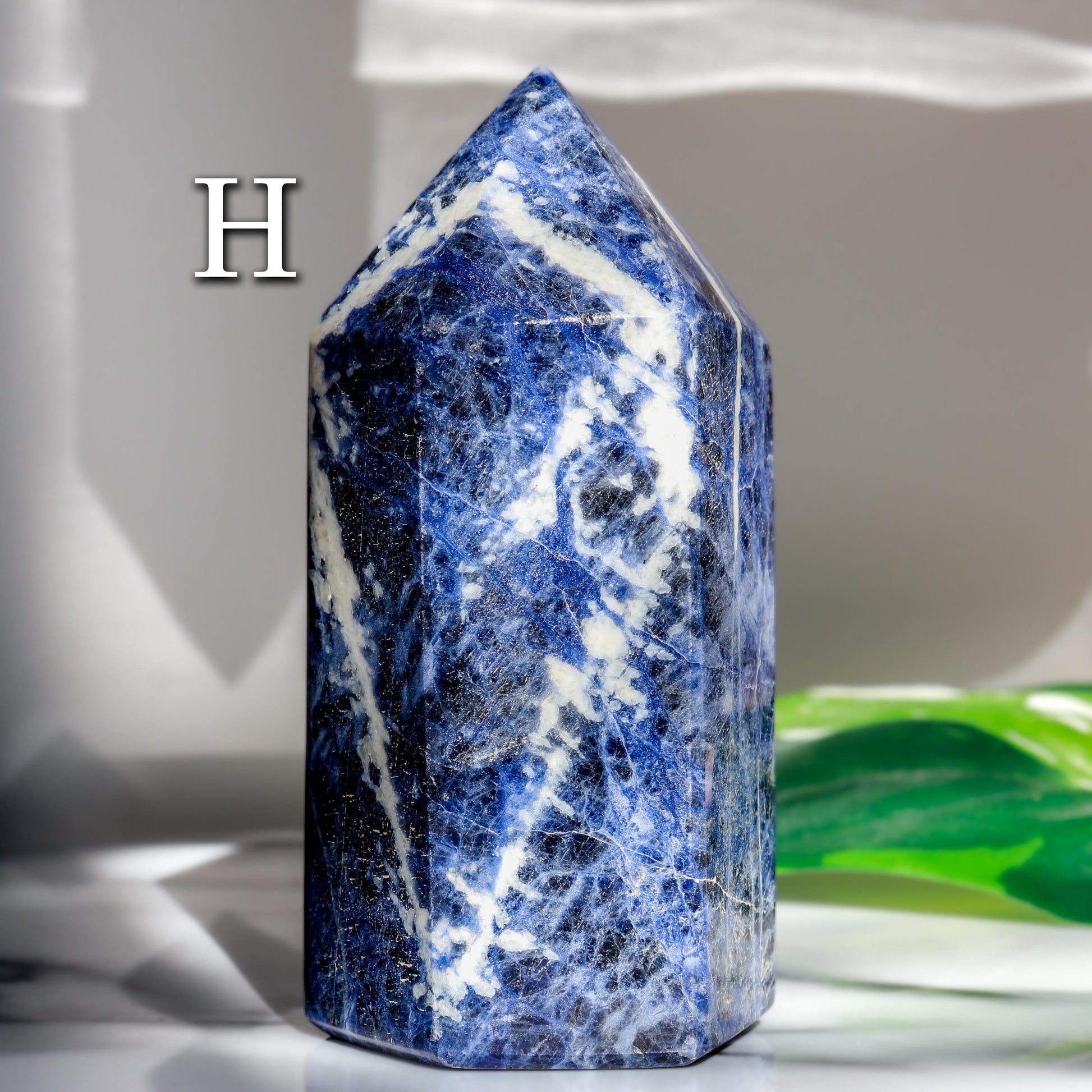 Sodalite Tower, Polished Sodalite Crystal, Ethically Sourced, Hand-Craved, Boho Chic Home Decor