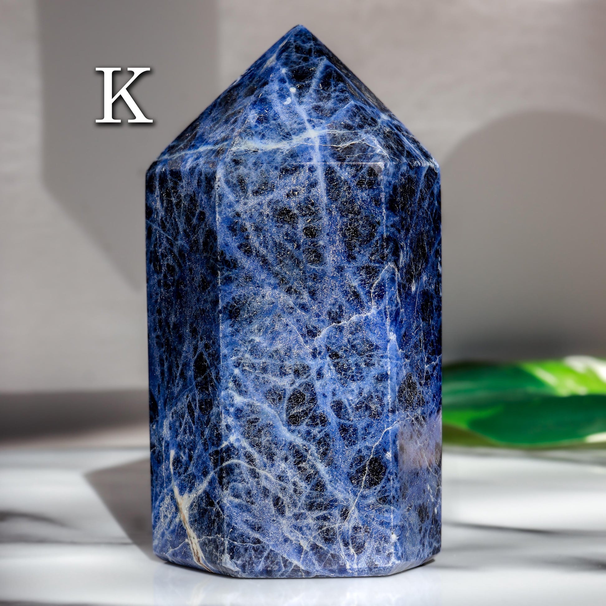 Sodalite Tower, Polished Sodalite Crystal, Ethically Sourced, Hand-Craved, Boho Chic Home Decor