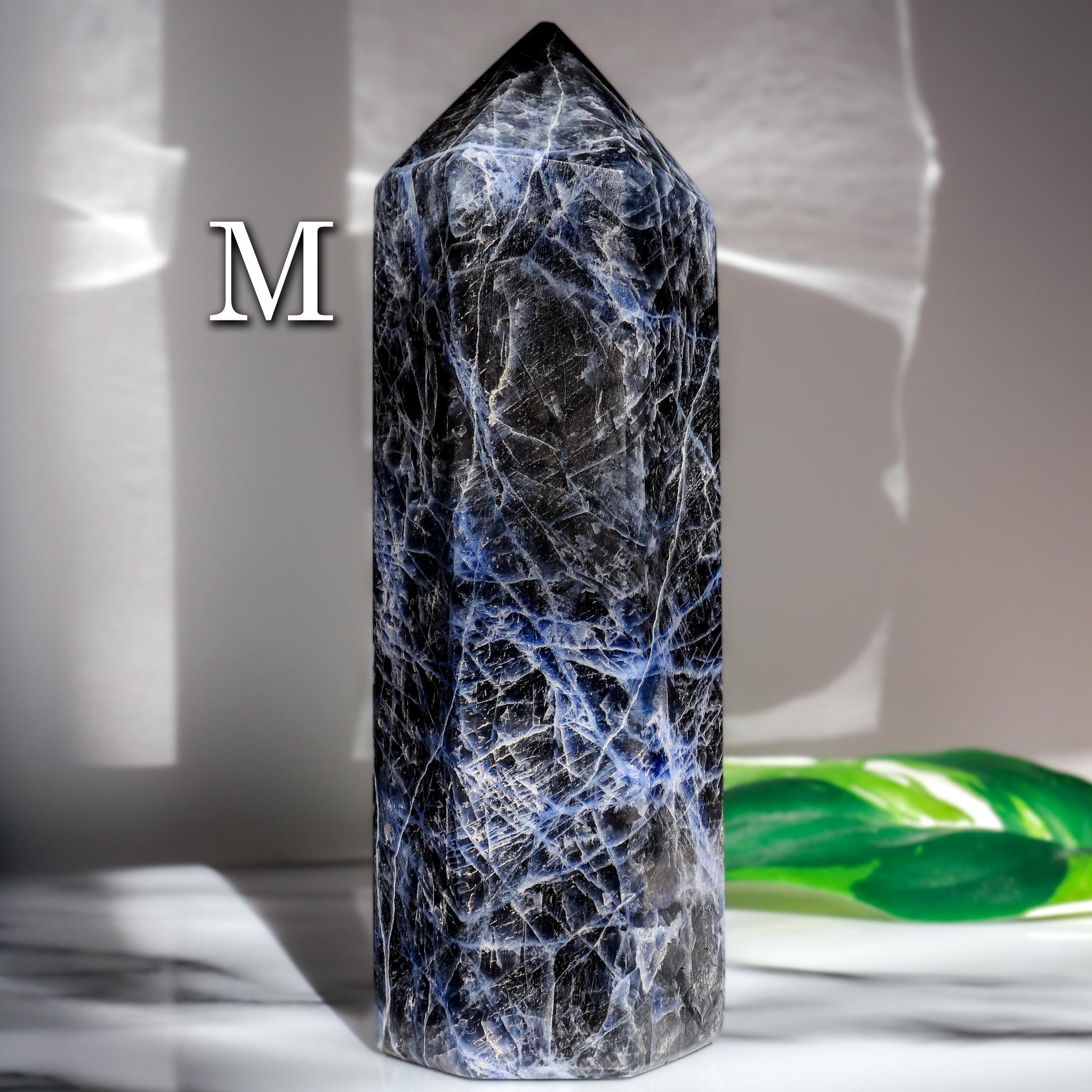 Sodalite Tower, Polished Sodalite Crystal, Ethically Sourced, Hand-Craved, Boho Chic Home Decor