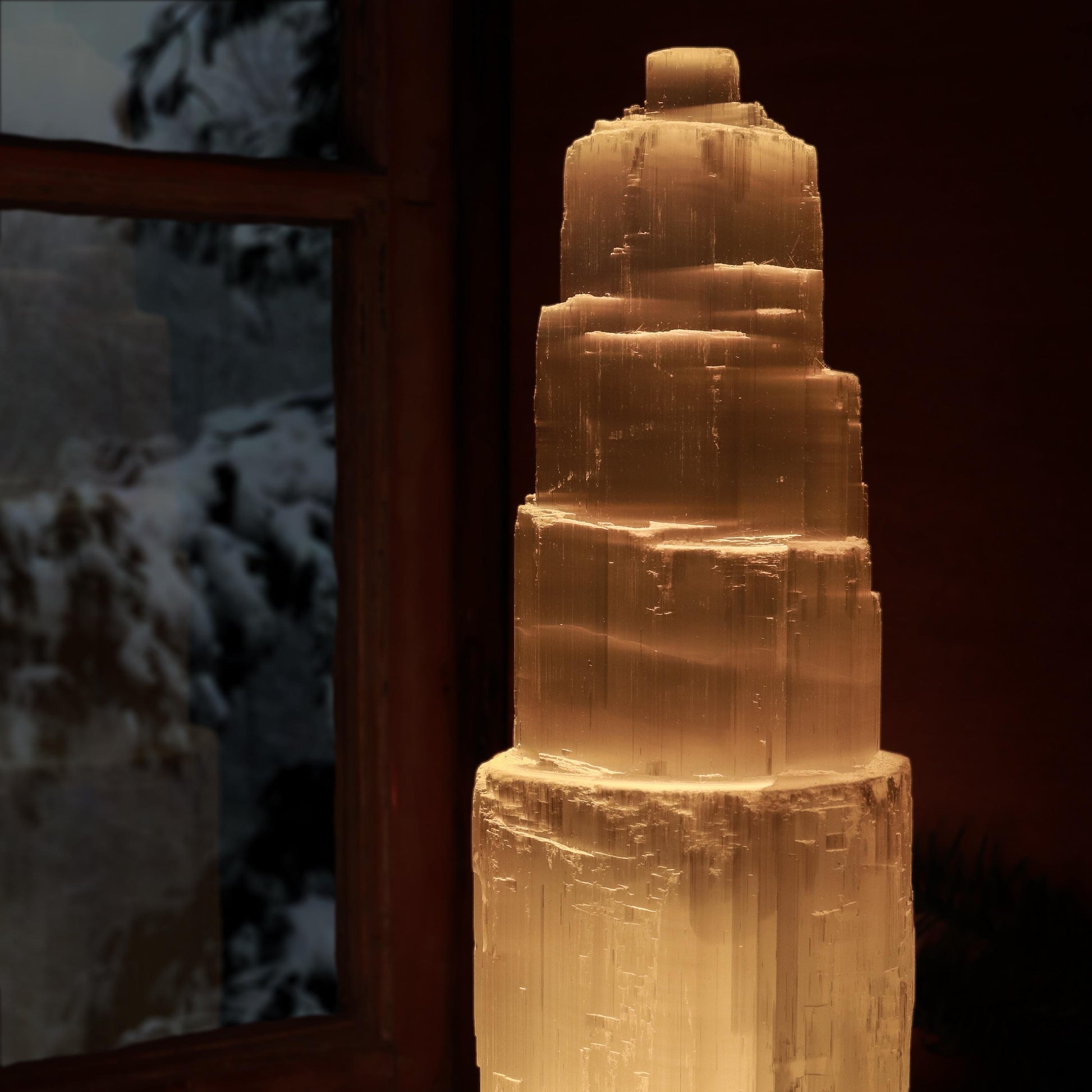 Natural Selenite Crystal Lamp, Grade A Quality, Selenite Tower, Ethically Sourced, White Light, Dimmable Lamp
