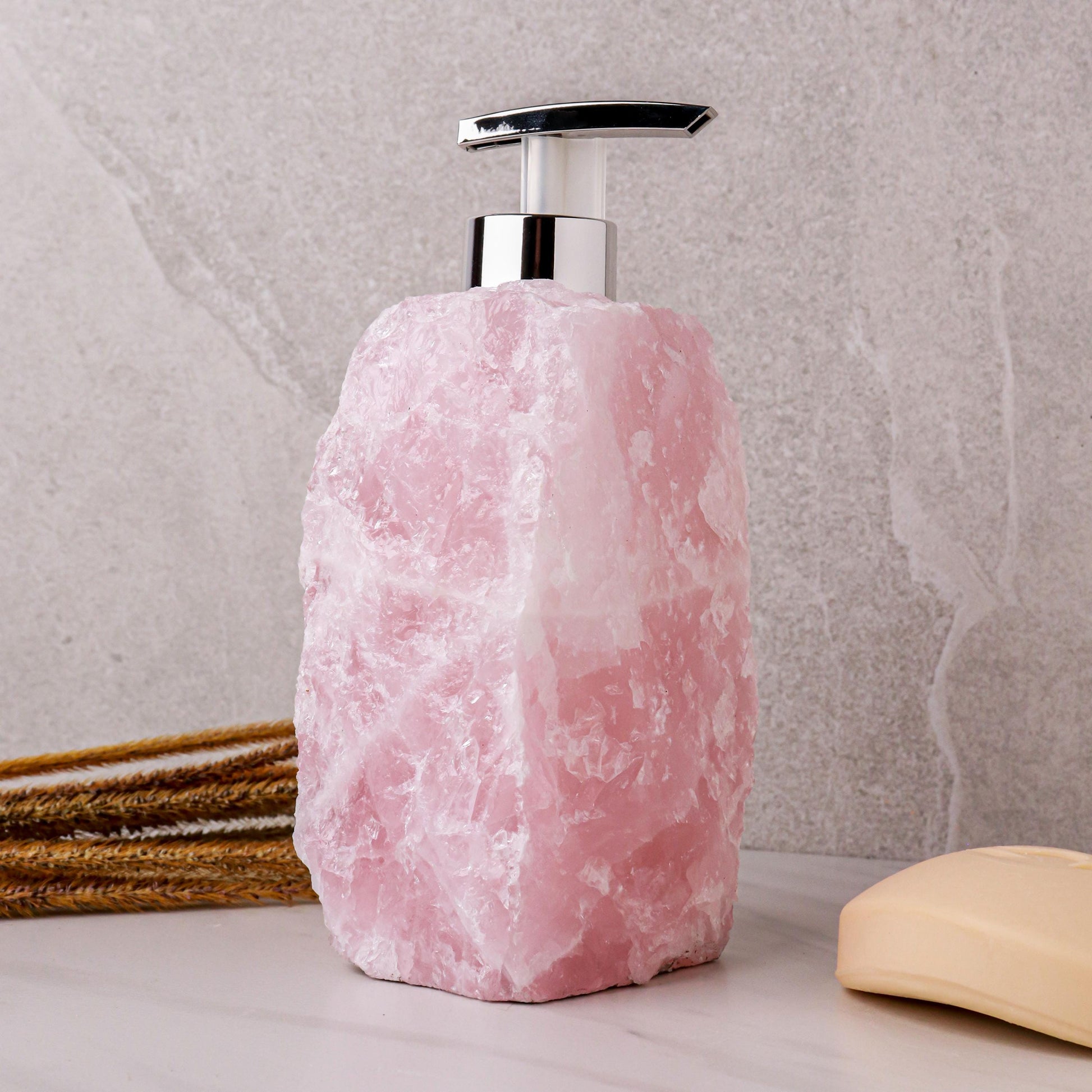 Rose Quartz Soap Dispenser, Self Love Stone, Bathroom Decor, Christmas Gift for Anyone, Ethically Sourced