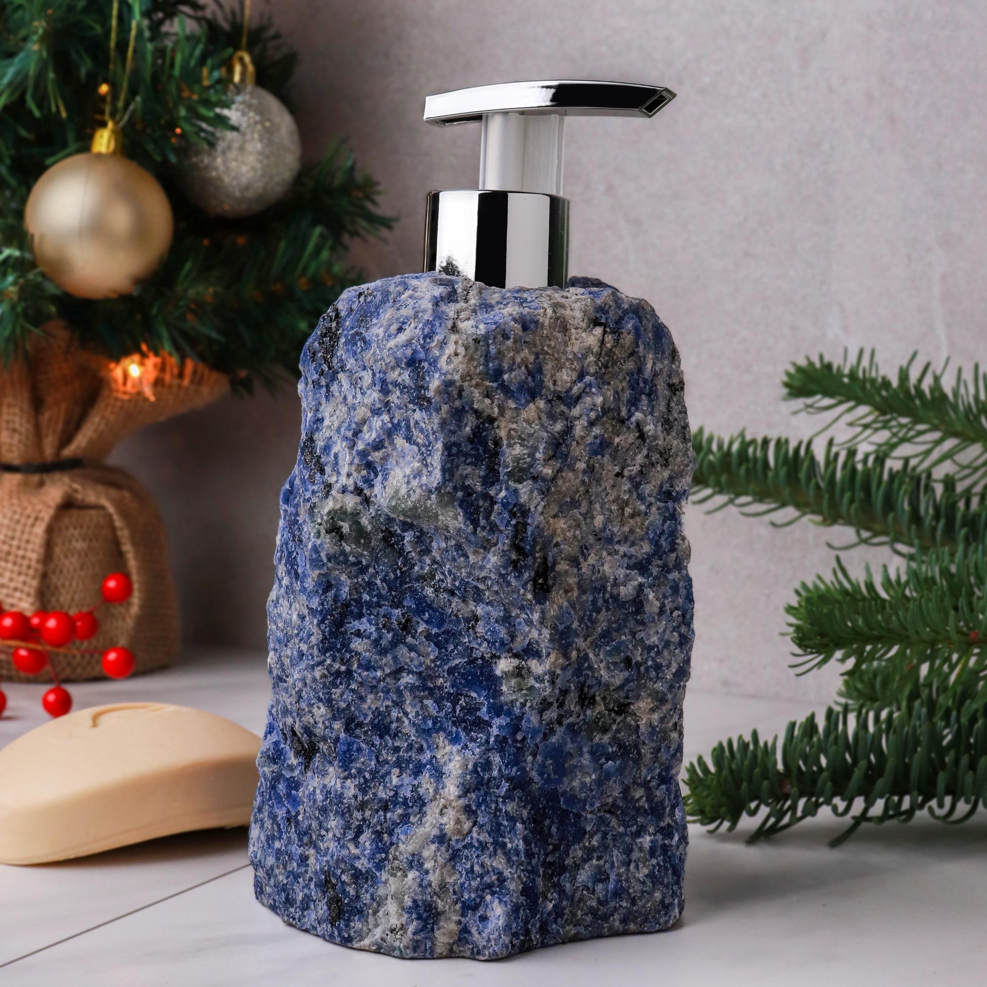 Sodalite Soap Dispenser, Bathroom Decor, Christmas Gift for Anyone, Ethically Sourced, Stress Relief Crystal