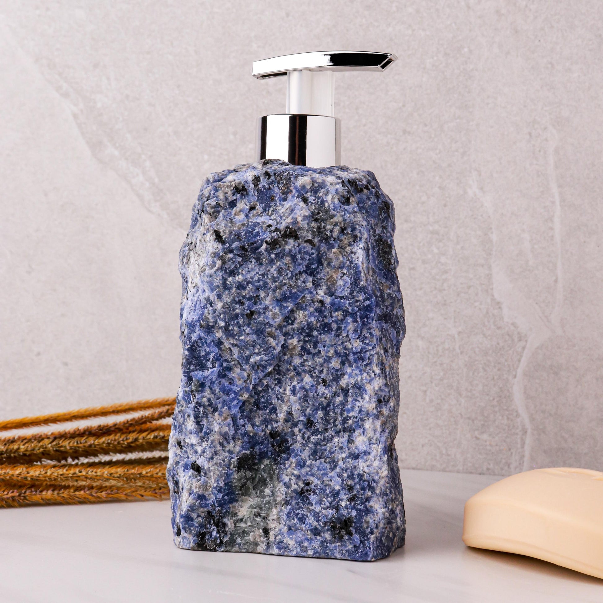 Sodalite Soap Dispenser, Bathroom Decor, Christmas Gift for Anyone, Ethically Sourced, Stress Relief Crystal