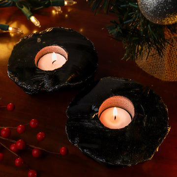 Black Obsidian Candle Holder, Tealight Holder, Natural Crystal Home Decor, Ethically Sourced, Raw Crystal Chunk