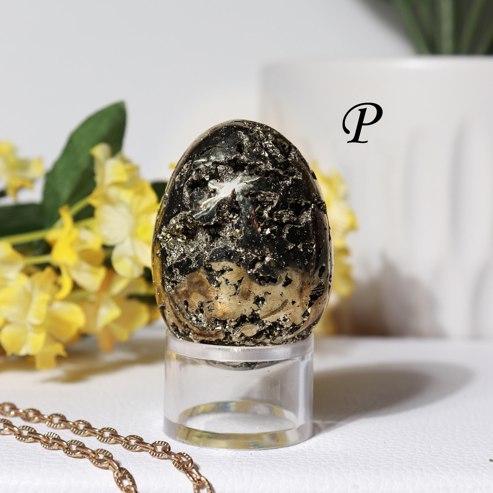 Natural Pyrite Egg, Ethically Sourced, Abundance and Prosperity, Easter Egg - PICK YOUR OWN
