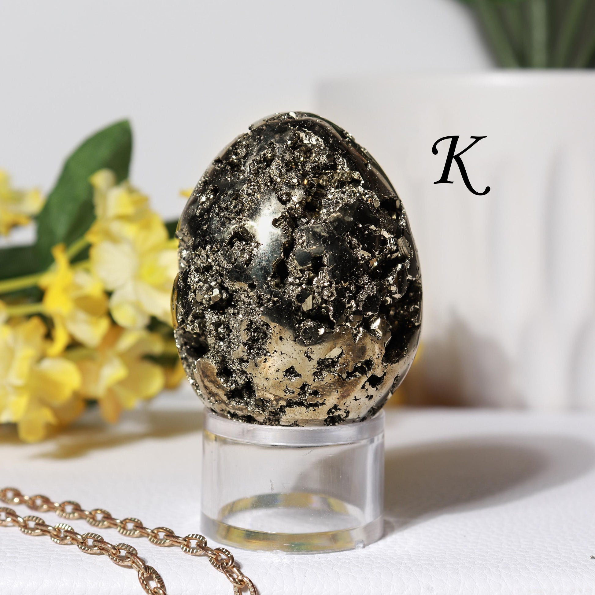 Natural Pyrite Egg, Ethically Sourced, Abundance and Prosperity, Easter Egg - PICK YOUR OWN
