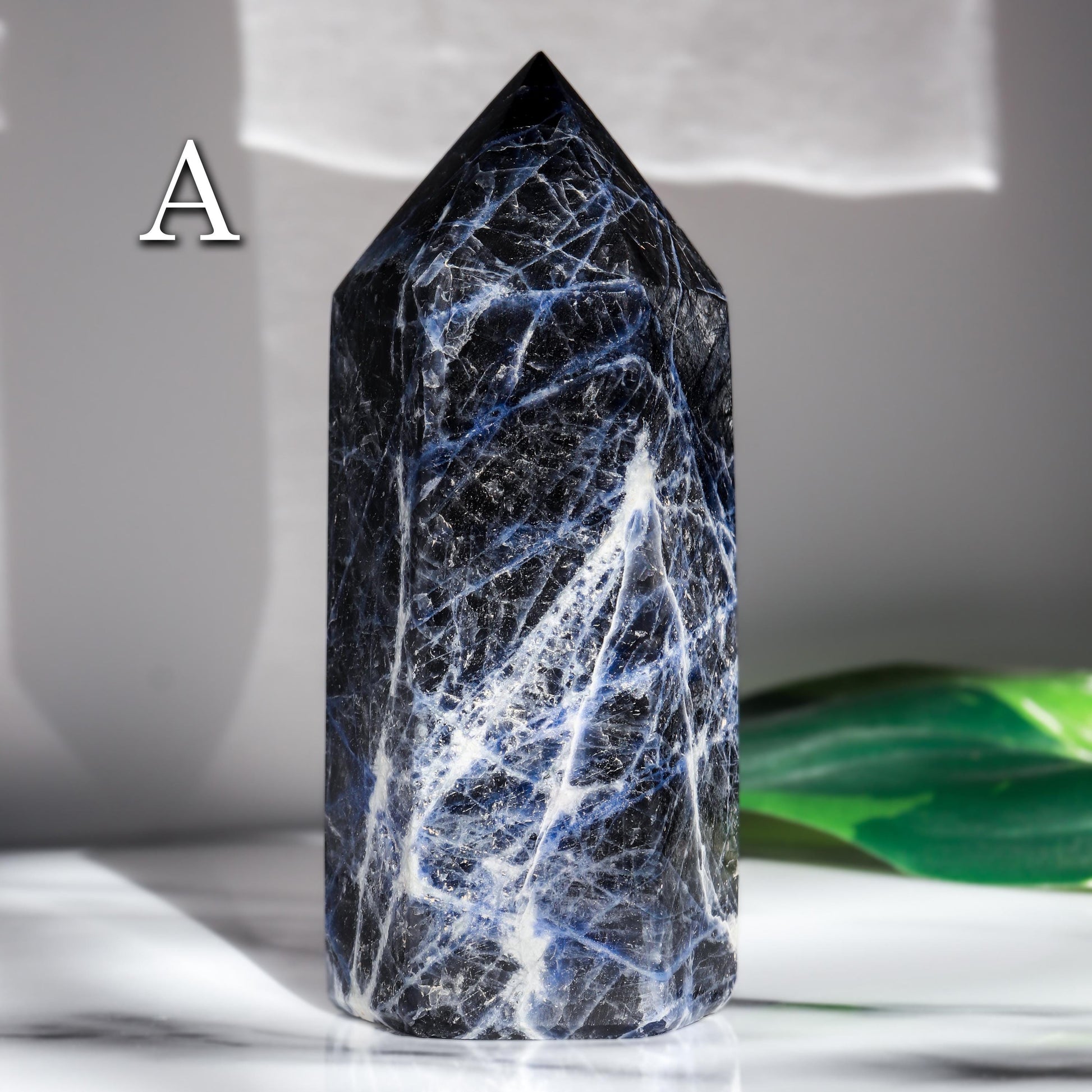 Sodalite Tower, Polished Sodalite Crystal, Ethically Sourced, Hand-Craved, Boho Chic Home Decor