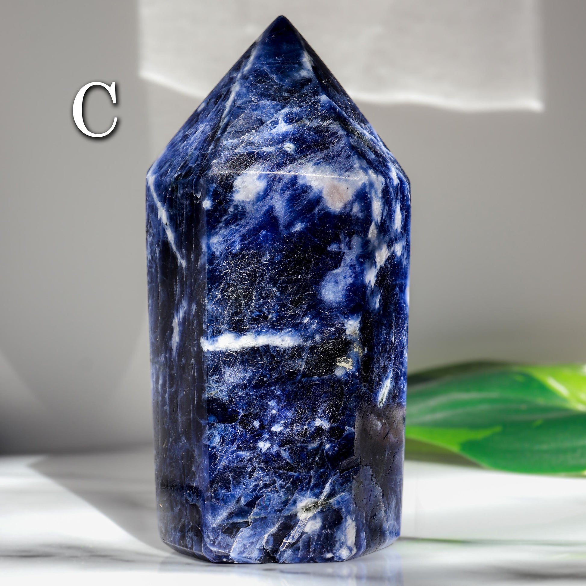 Sodalite Tower, Polished Sodalite Crystal, Ethically Sourced, Hand-Craved, Boho Chic Home Decor