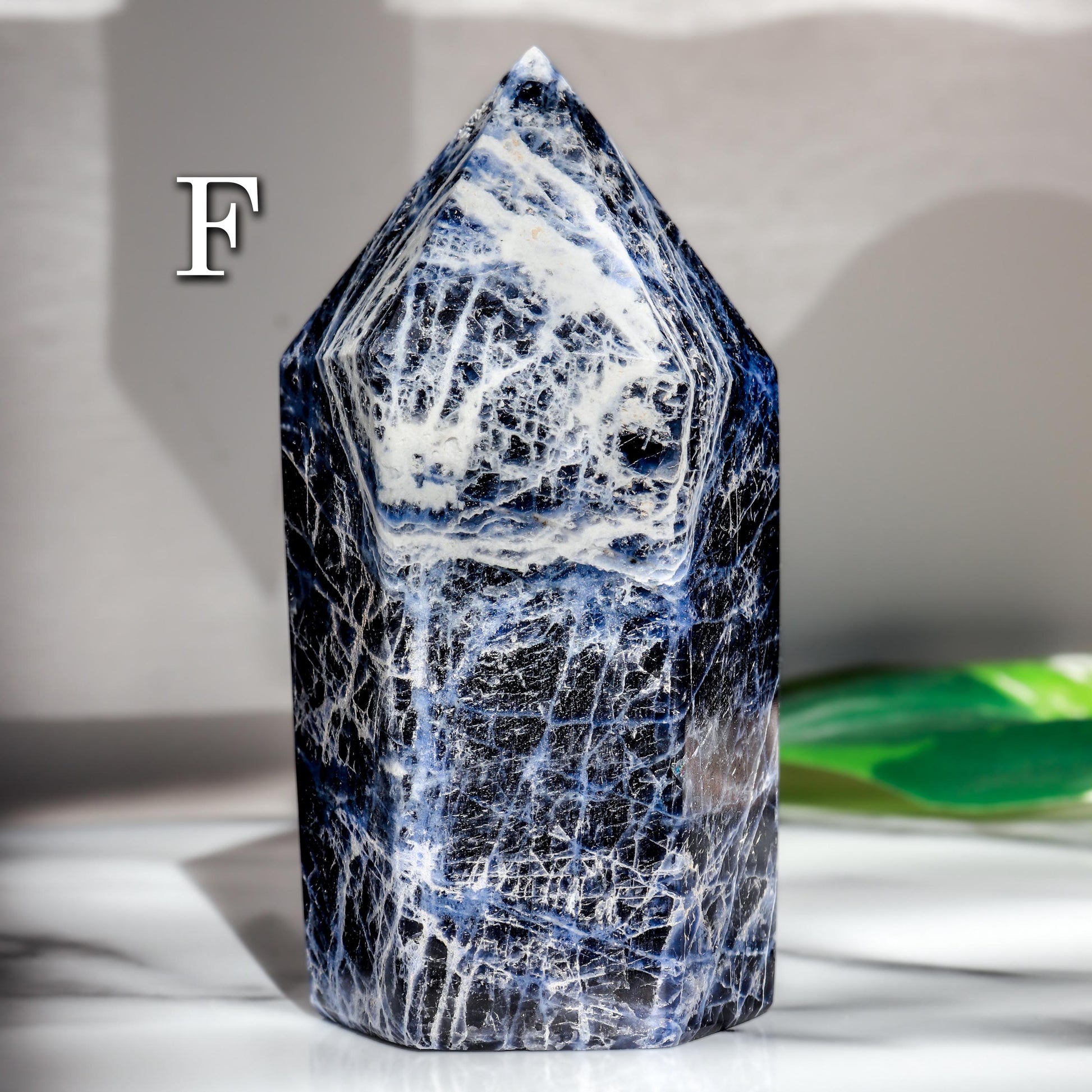 Sodalite Tower, Polished Sodalite Crystal, Ethically Sourced, Hand-Craved, Boho Chic Home Decor