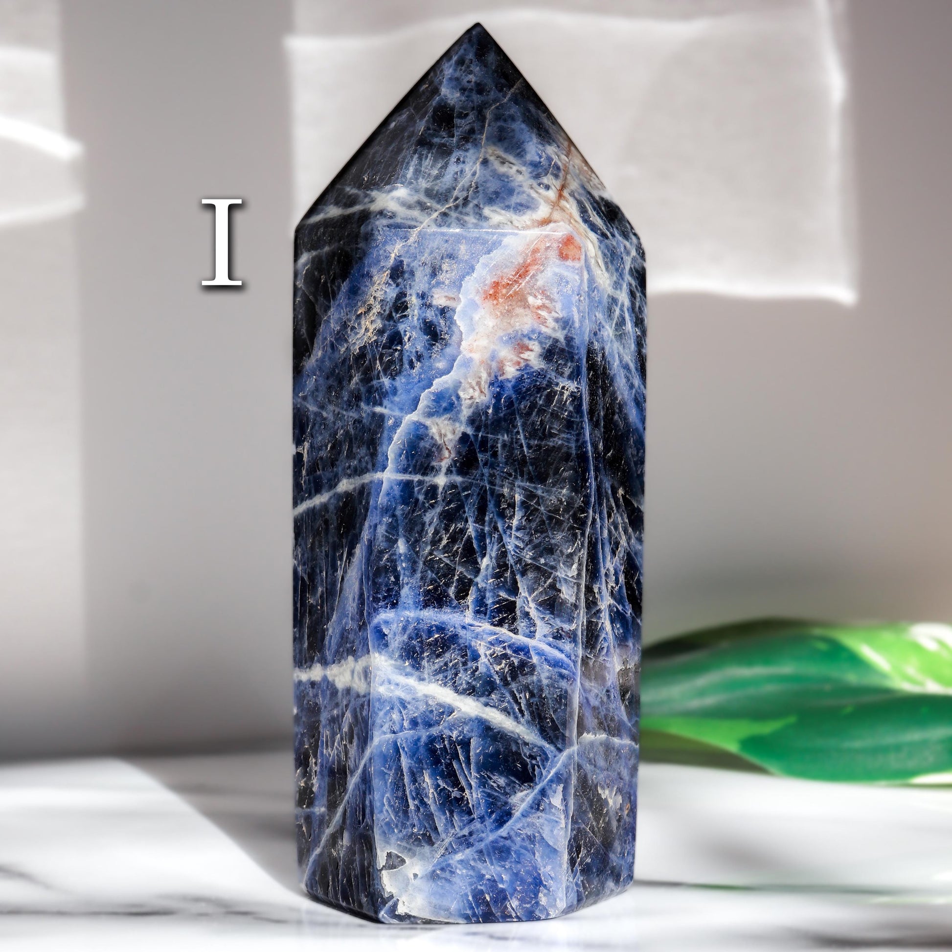 Sodalite Tower, Polished Sodalite Crystal, Ethically Sourced, Hand-Craved, Boho Chic Home Decor