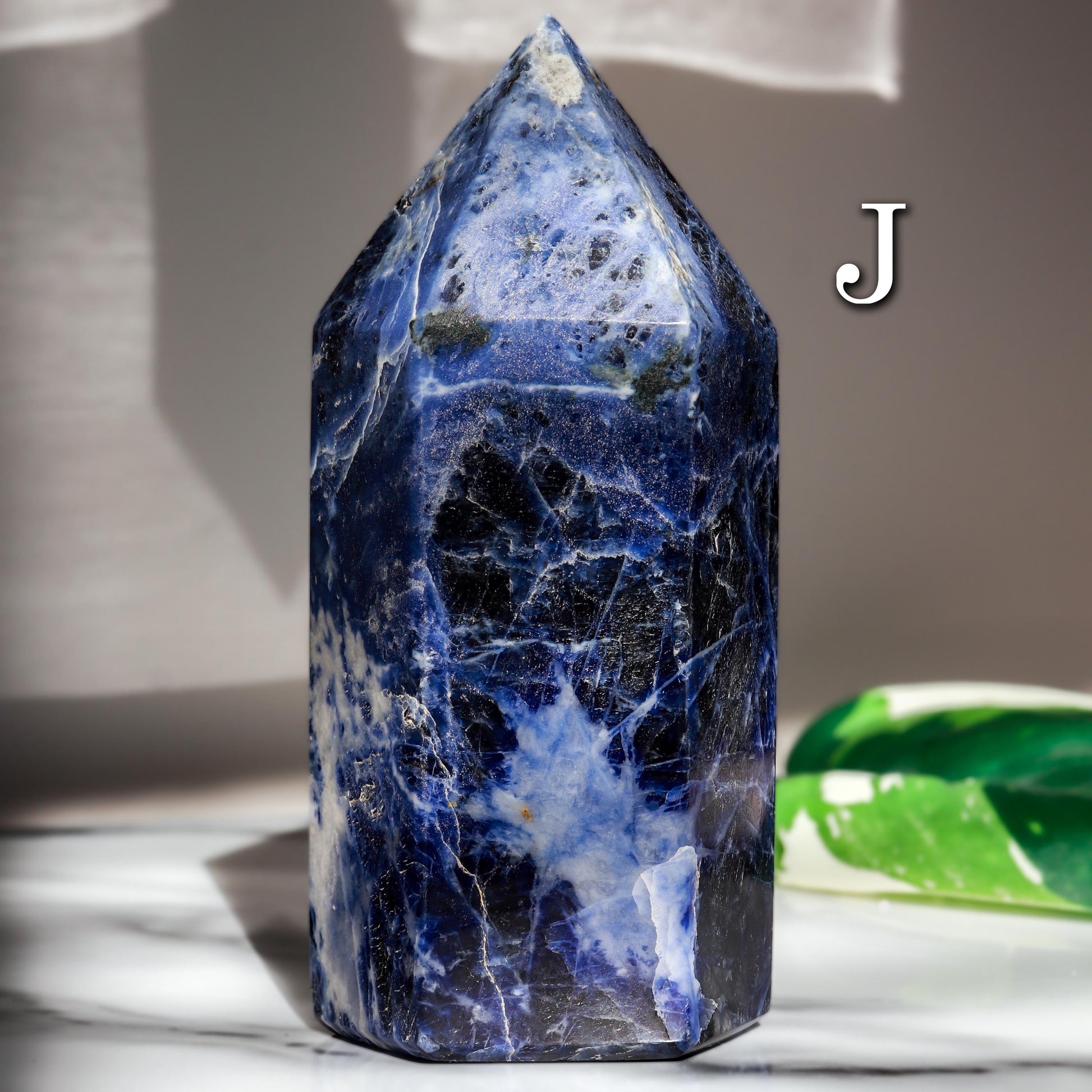 Sodalite Tower, Polished Sodalite Crystal, Ethically Sourced, Hand-Craved, Boho Chic Home Decor