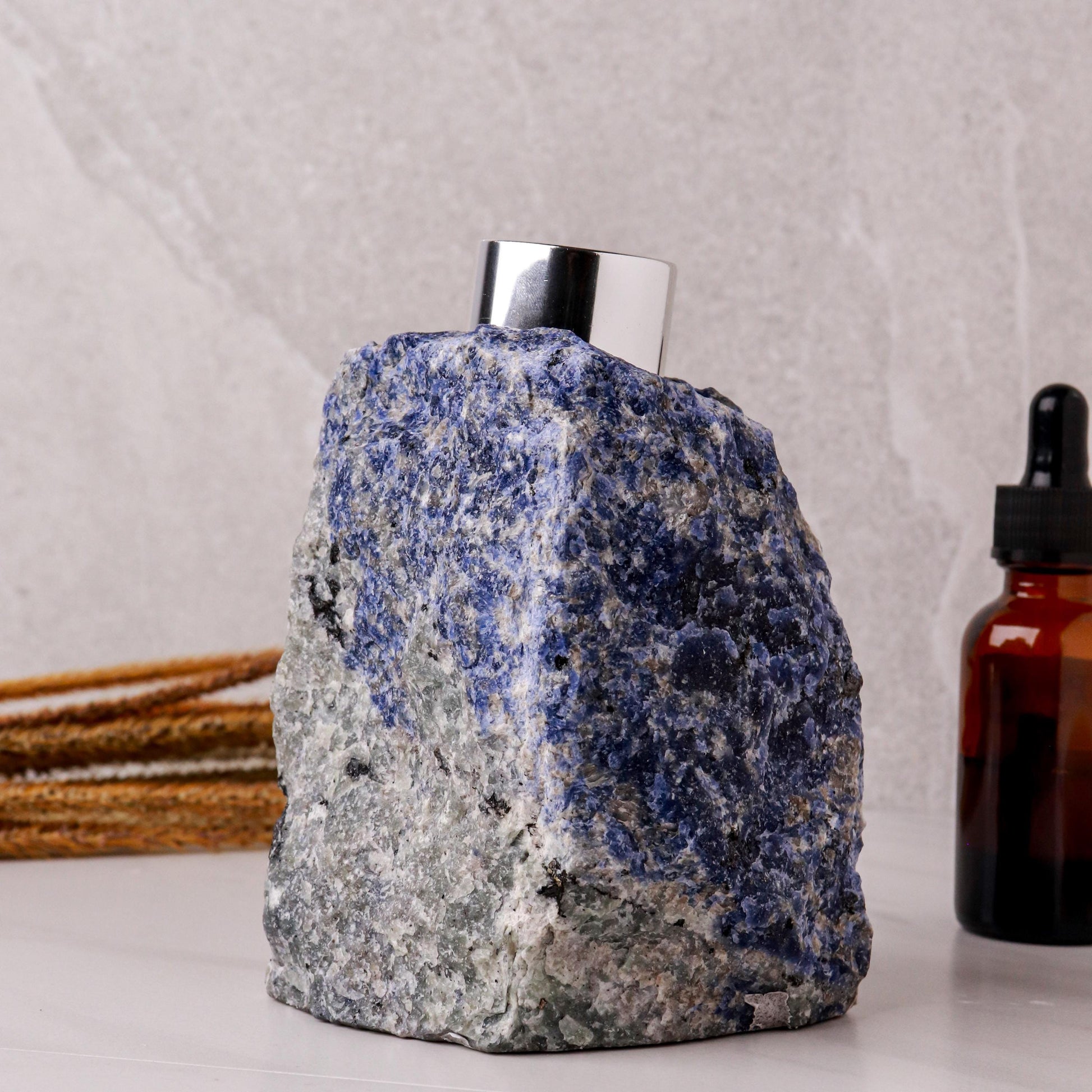 Sodalite Diffuser with Reed Sticks & Diffuser Oil, Perfect Christmas Present, Communication, Awareness, Stress Reliever, Ethically Sourced