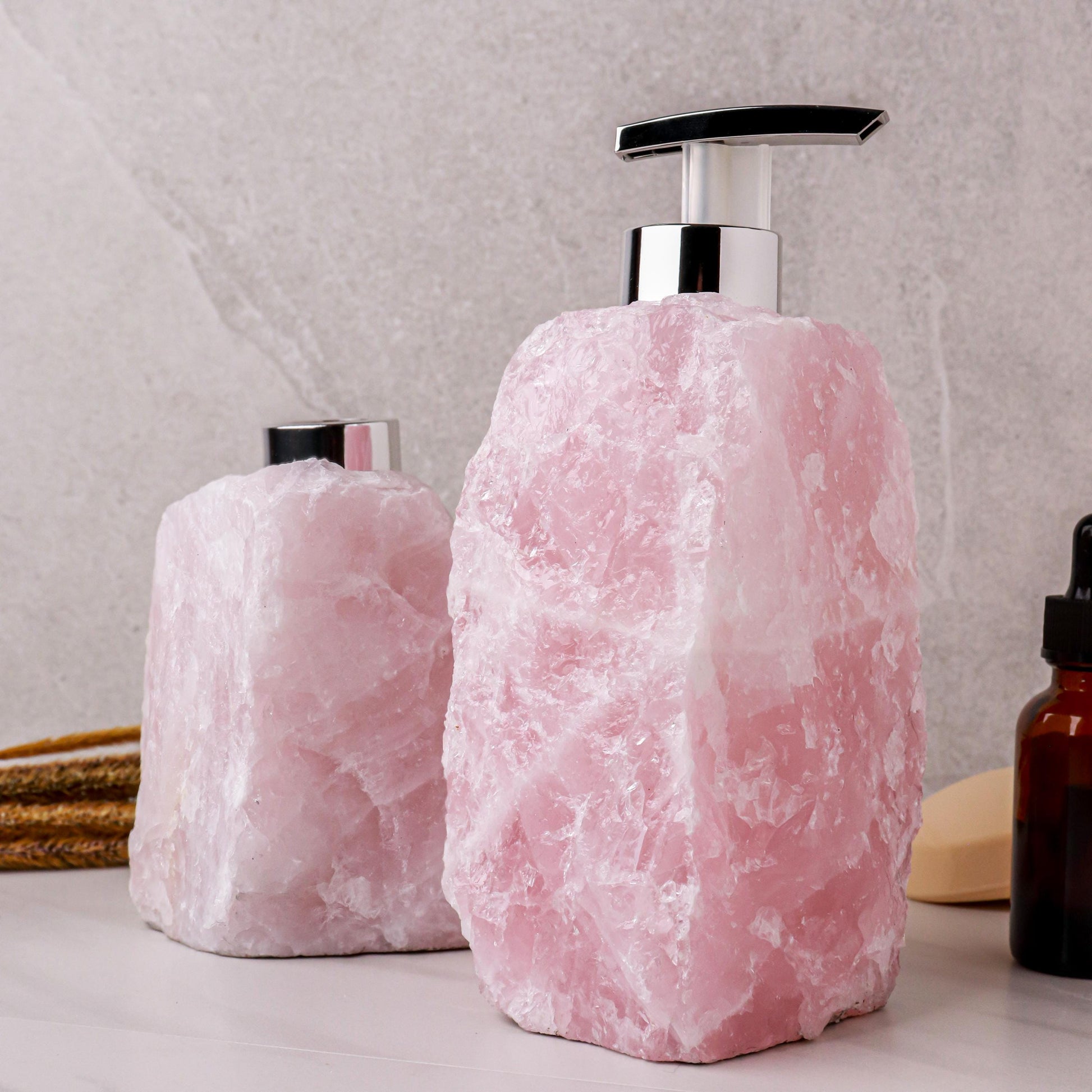 Crystal Soap Dispenser and Diffuser Set, Rose Quartz and Sodalite Home Decor, Christmas Gift Set, Essential Oils, Ethically Sourced