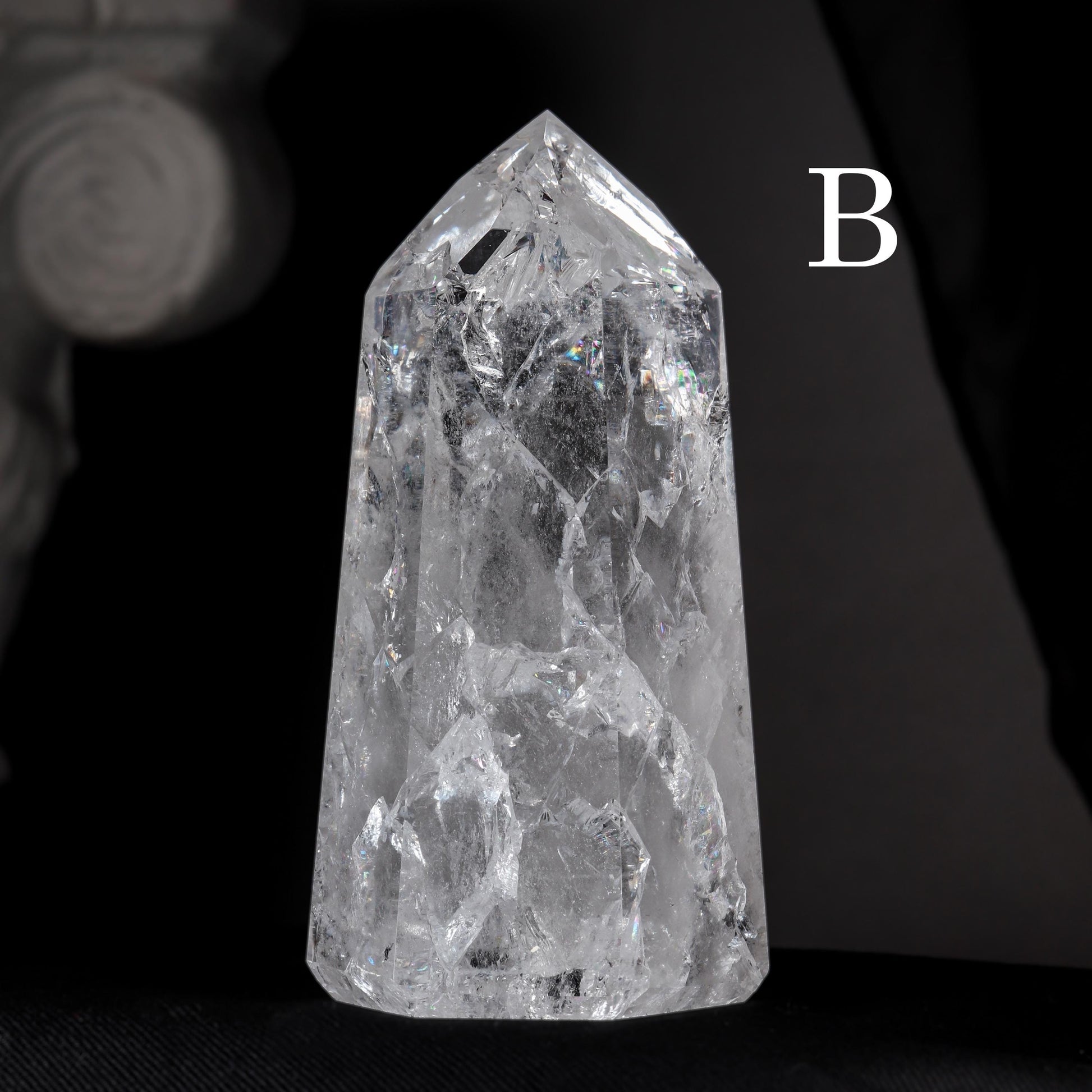 Fire and Ice Cracked Quartz Healing Crystal Point, Great for Visual Meditation