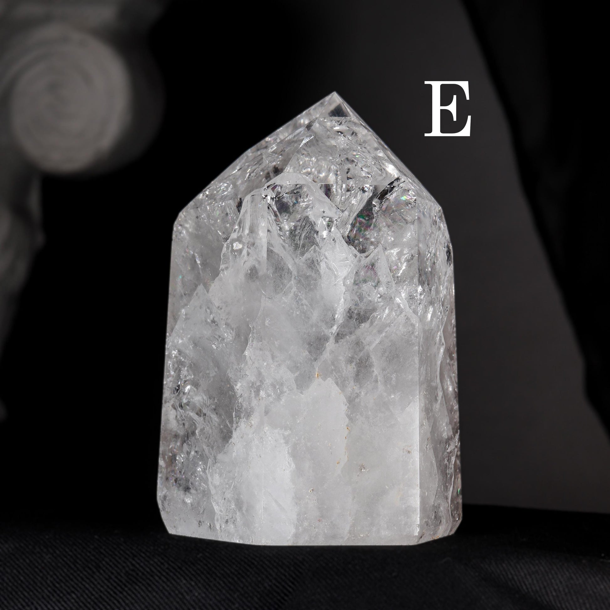 Fire and Ice Cracked Quartz Healing Crystal Point, Great for Visual Meditation