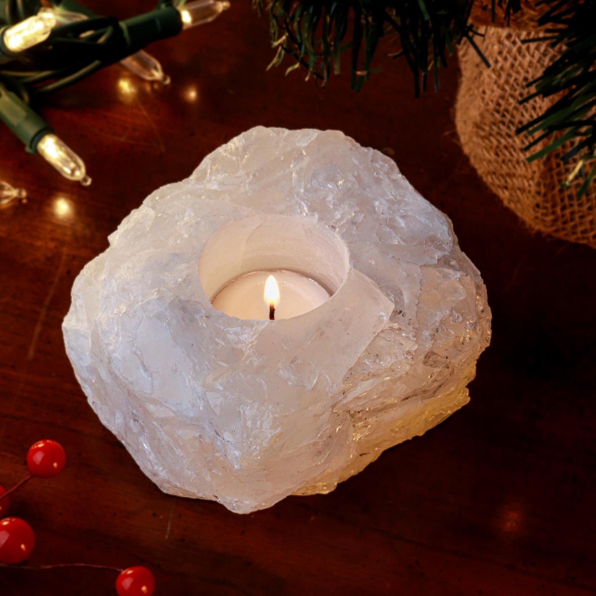 Quartz Candle holder Home Decor Piece | Uplifting Crystal for Healing Intentions