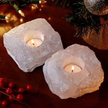 Quartz Candle holder Home Decor Piece | Uplifting Crystal for Healing Intentions