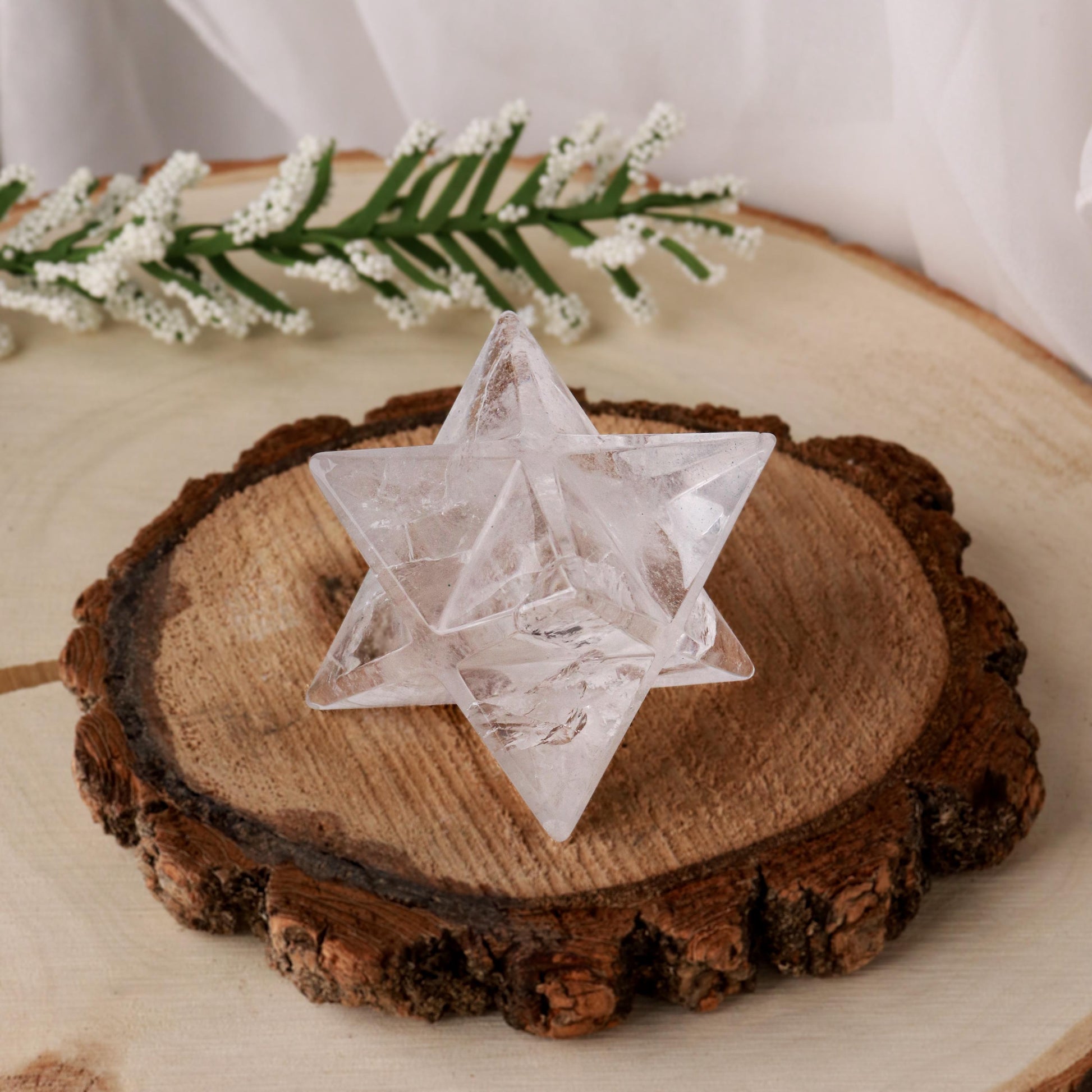 Clear Quartz Merkaba, Polished Clear Quartz Crystal, Ethically Sourced, Boho Chic Home Decor, Cleansing and Protection Crystal