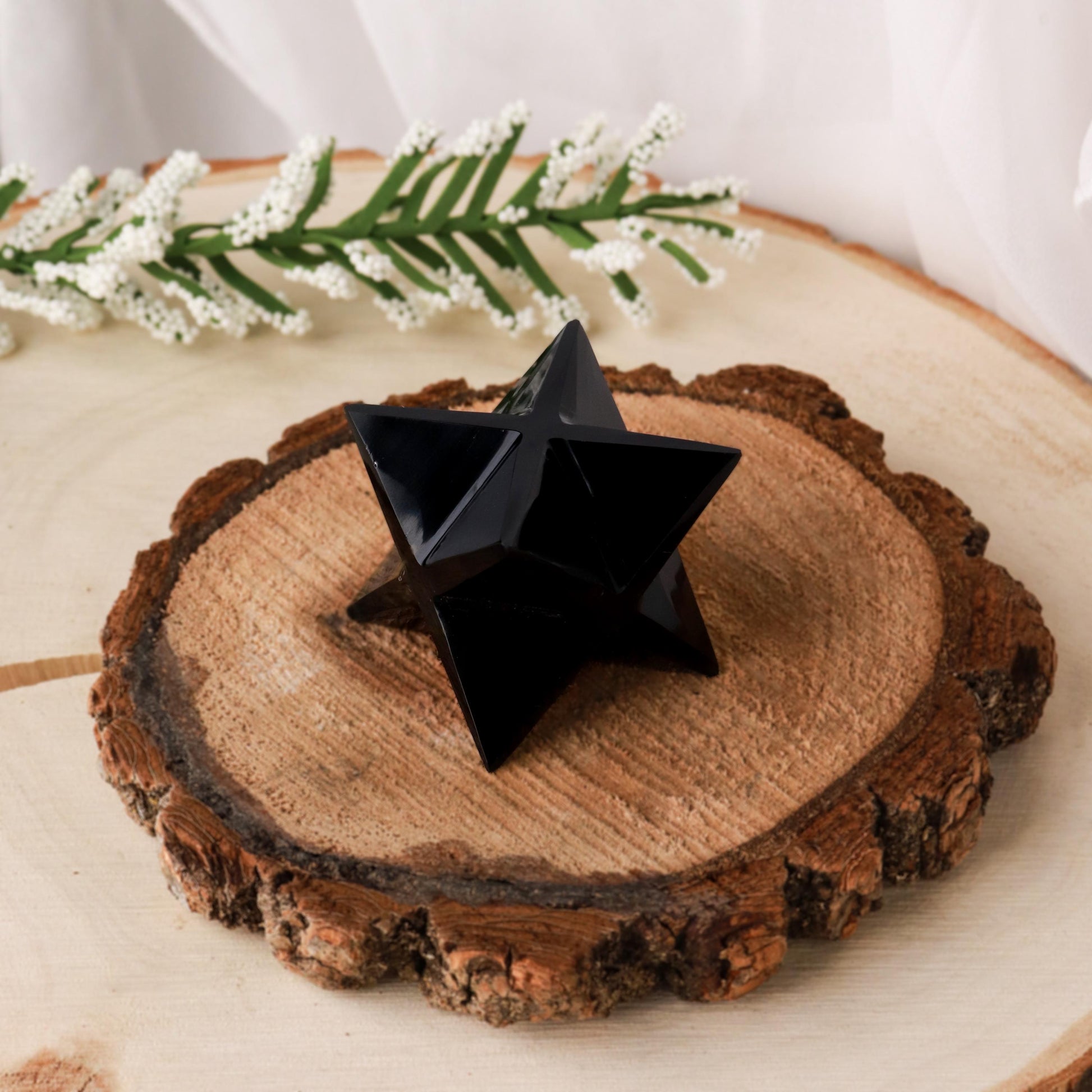 Black Obsidian Merkaba, Polished Obsidian Crystal, Ethically Sourced, Boho Chic Home Decor, Cleansing and Protection Crystal