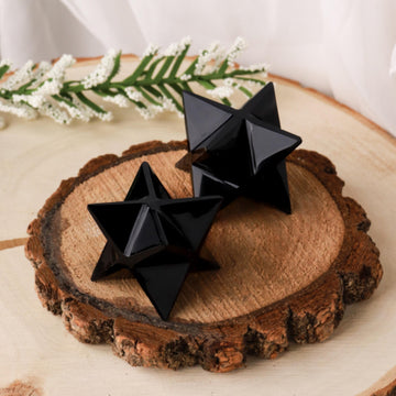Black Obsidian Merkaba, Polished Obsidian Crystal, Ethically Sourced, Boho Chic Home Decor, Cleansing and Protection Crystal
