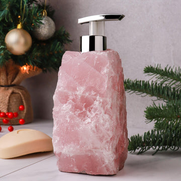 Rose Quartz Soap Dispenser, Self Love Stone, Bathroom Decor, Christmas Gift for Anyone, Ethically Sourced