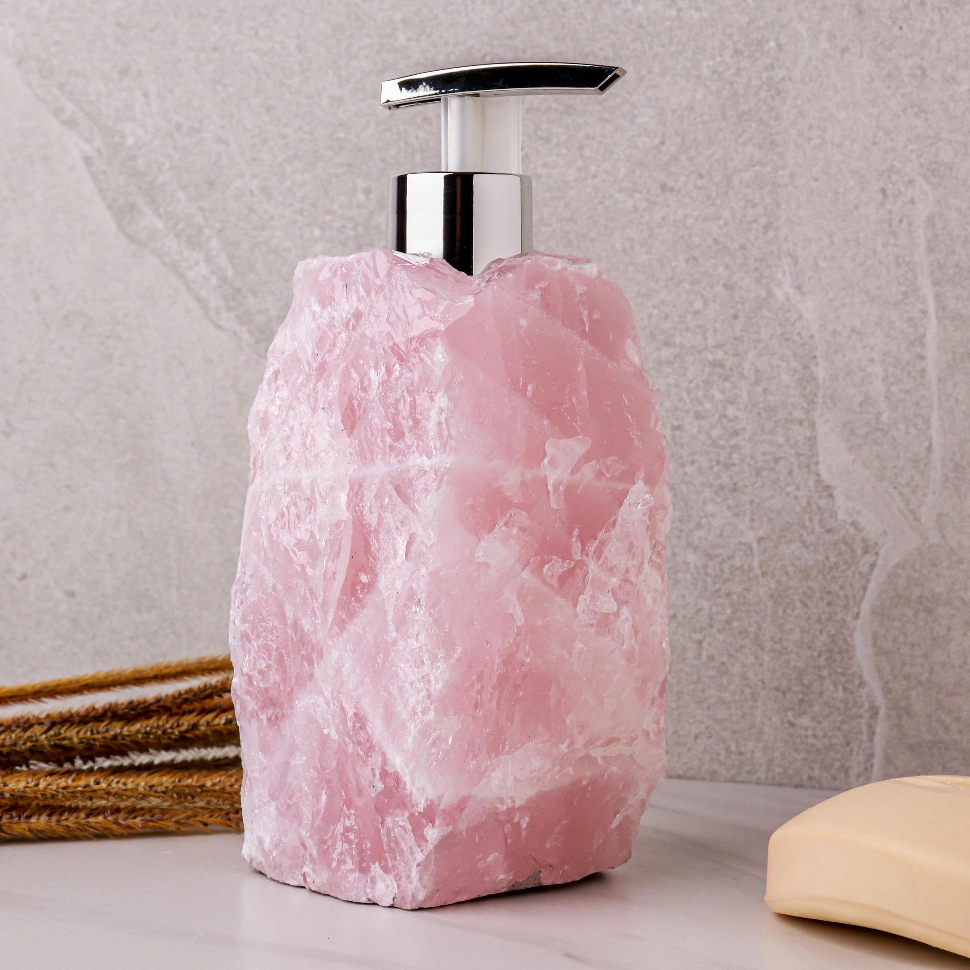 Rose Quartz Soap Dispenser, Self Love Stone, Bathroom Decor, Christmas Gift for Anyone, Ethically Sourced