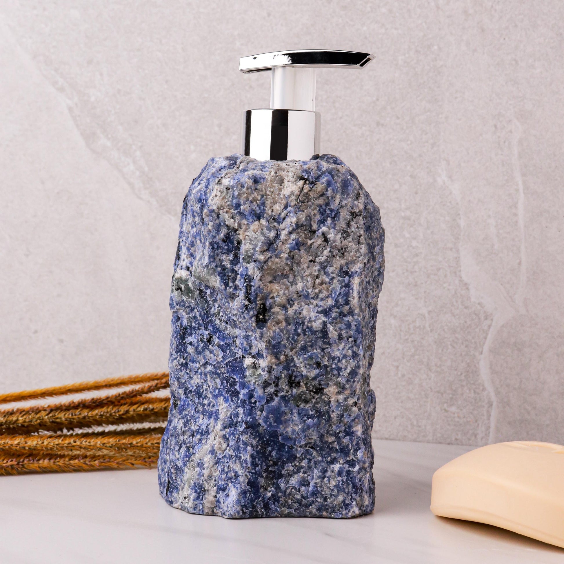 Sodalite Soap Dispenser, Bathroom Decor, Christmas Gift for Anyone, Ethically Sourced, Stress Relief Crystal
