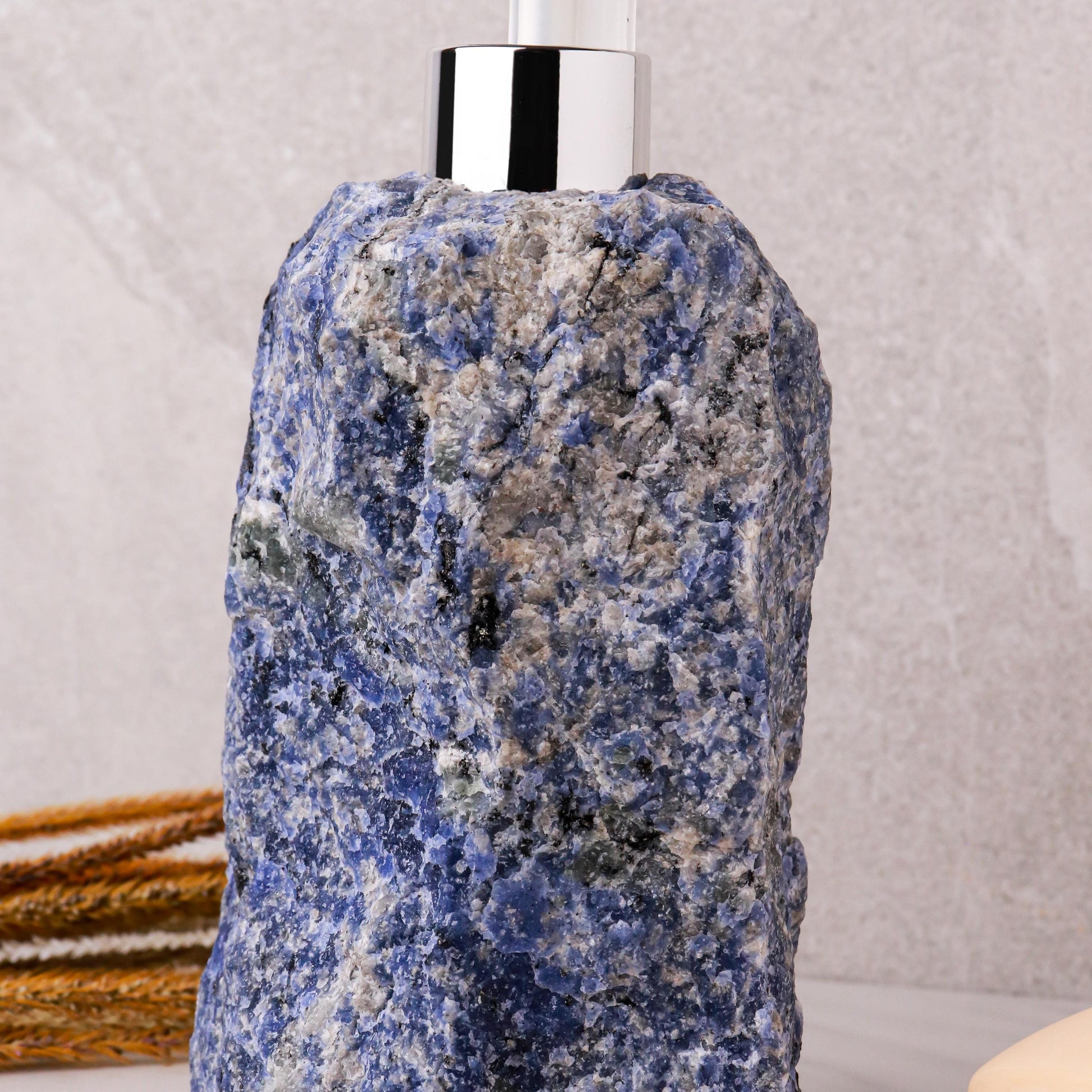 Sodalite Soap Dispenser, Bathroom Decor, Christmas Gift for Anyone, Ethically Sourced, Stress Relief Crystal