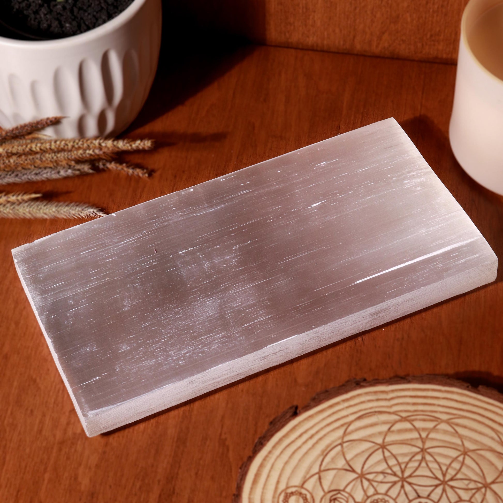 XL Selenite Slab, Natural Moroccan Hand made Plate for Charging, Crystal Cleansing
