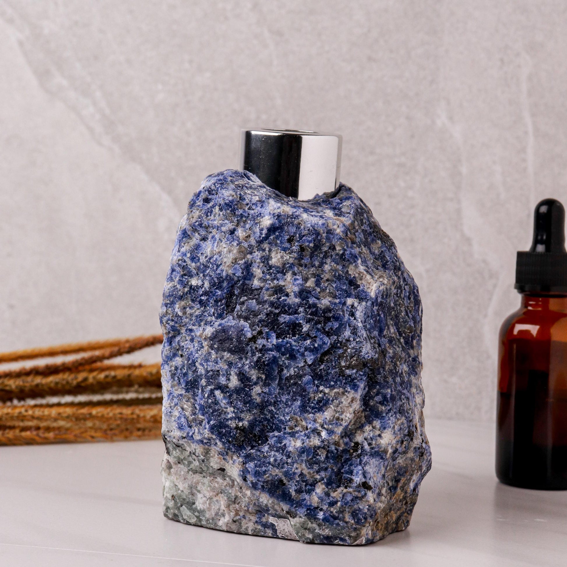 Sodalite Diffuser with Reed Sticks & Diffuser Oil, Perfect Christmas Present, Communication, Awareness, Stress Reliever, Ethically Sourced