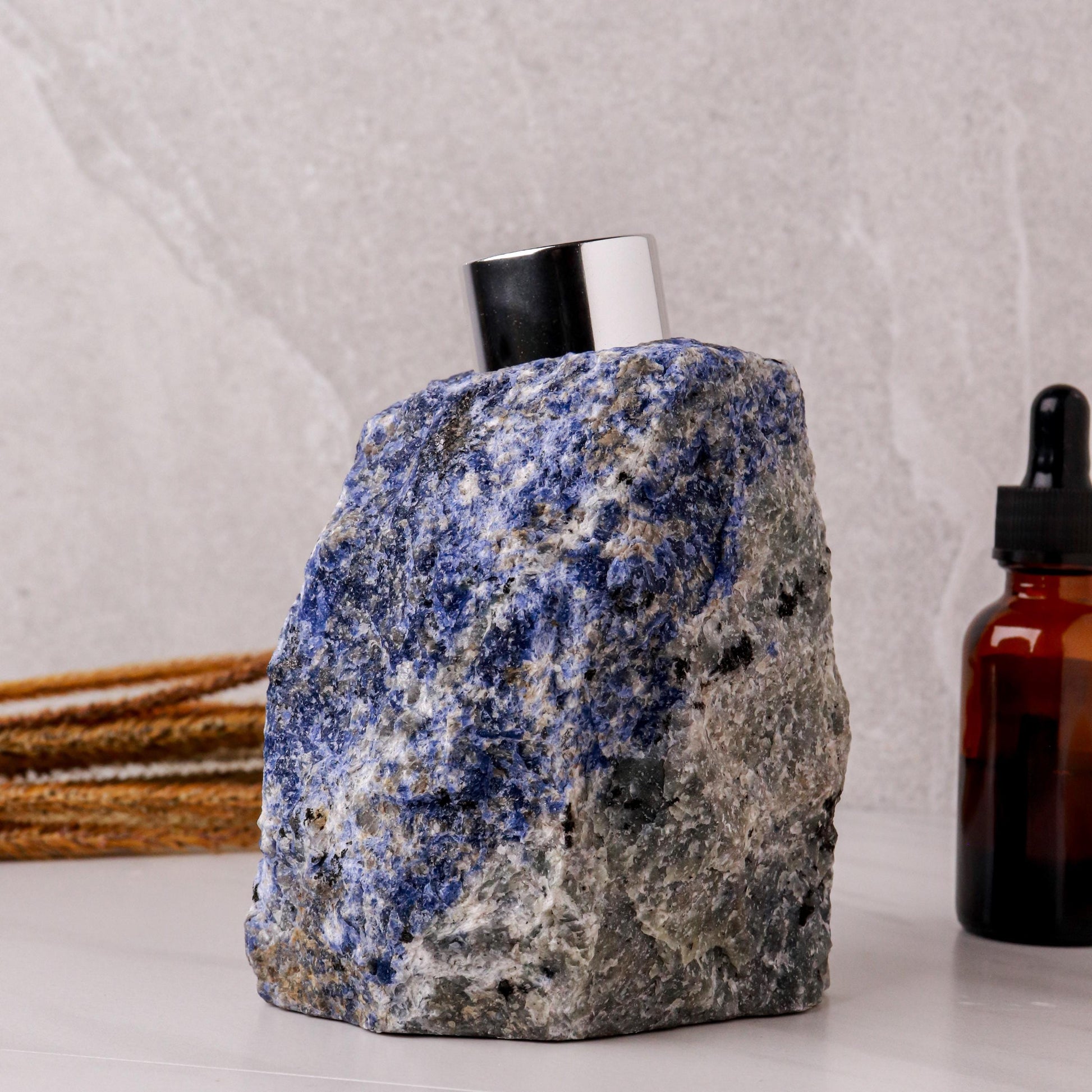 Sodalite Diffuser with Reed Sticks & Diffuser Oil, Perfect Christmas Present, Communication, Awareness, Stress Reliever, Ethically Sourced