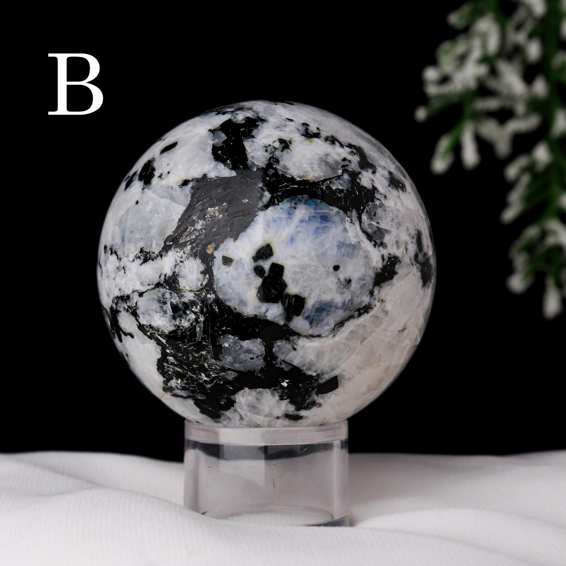 Rainbow Moonstone Sphere, Meditate for Life Reflection, Break Free!