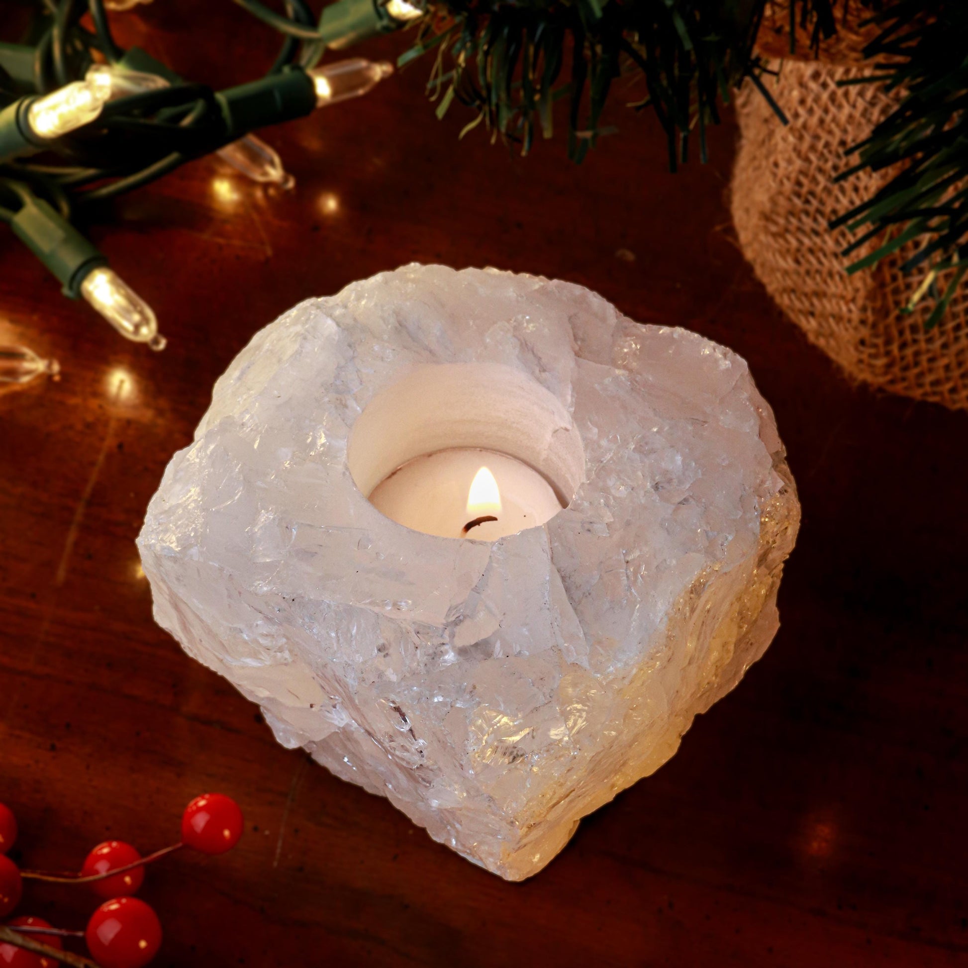 Quartz Candle holder Home Decor Piece | Uplifting Crystal for Healing Intentions
