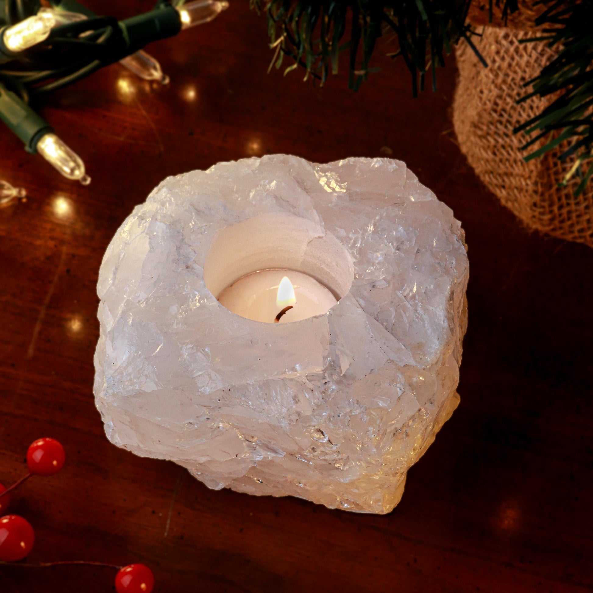 Quartz Candle holder Home Decor Piece | Uplifting Crystal for Healing Intentions