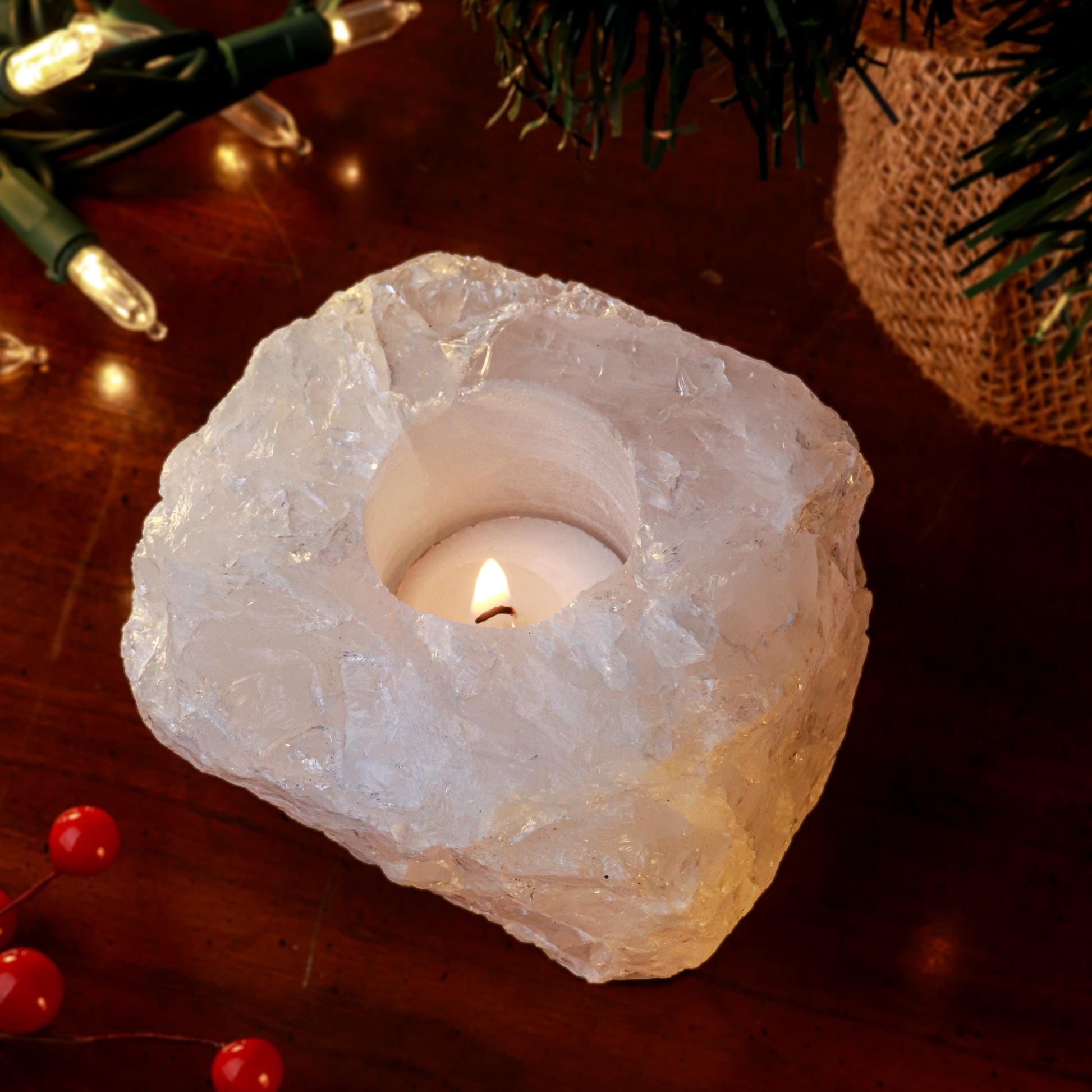 Quartz Candle holder Home Decor Piece | Uplifting Crystal for Healing Intentions