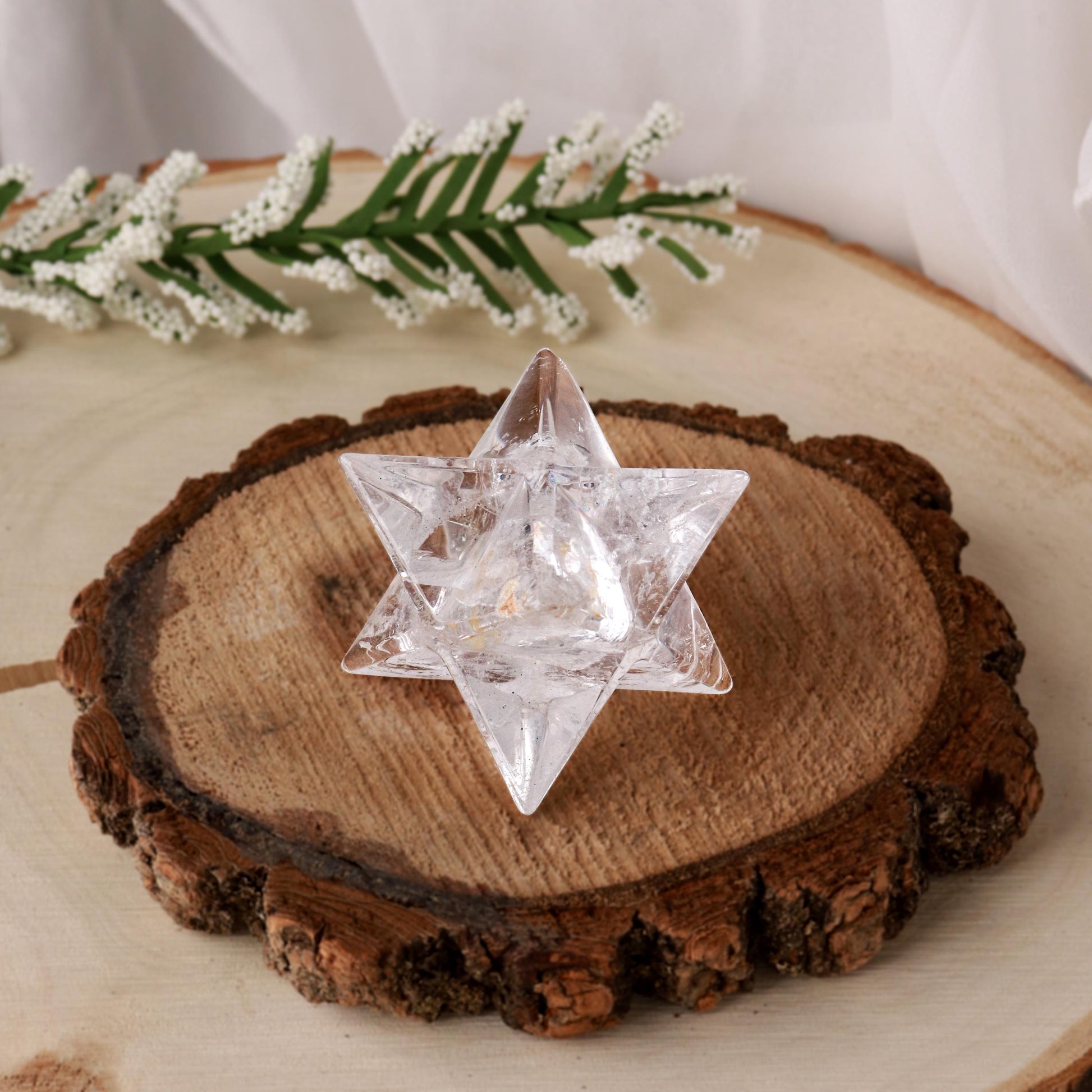 Clear Quartz Merkaba, Polished Clear Quartz Crystal, Ethically Sourced, Boho Chic Home Decor, Cleansing and Protection Crystal
