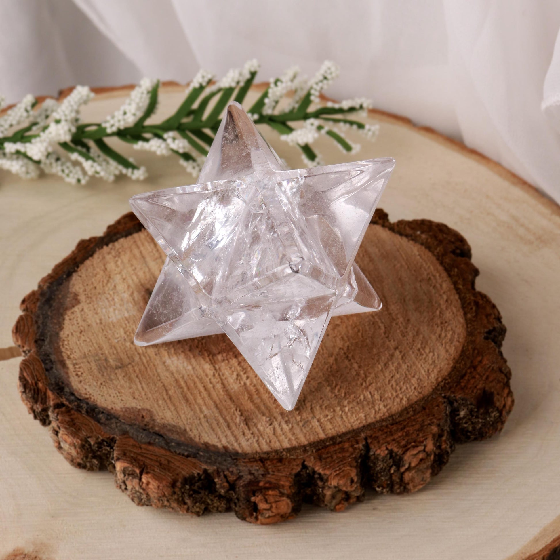 Clear Quartz Merkaba, Polished Clear Quartz Crystal, Ethically Sourced, Boho Chic Home Decor, Cleansing and Protection Crystal