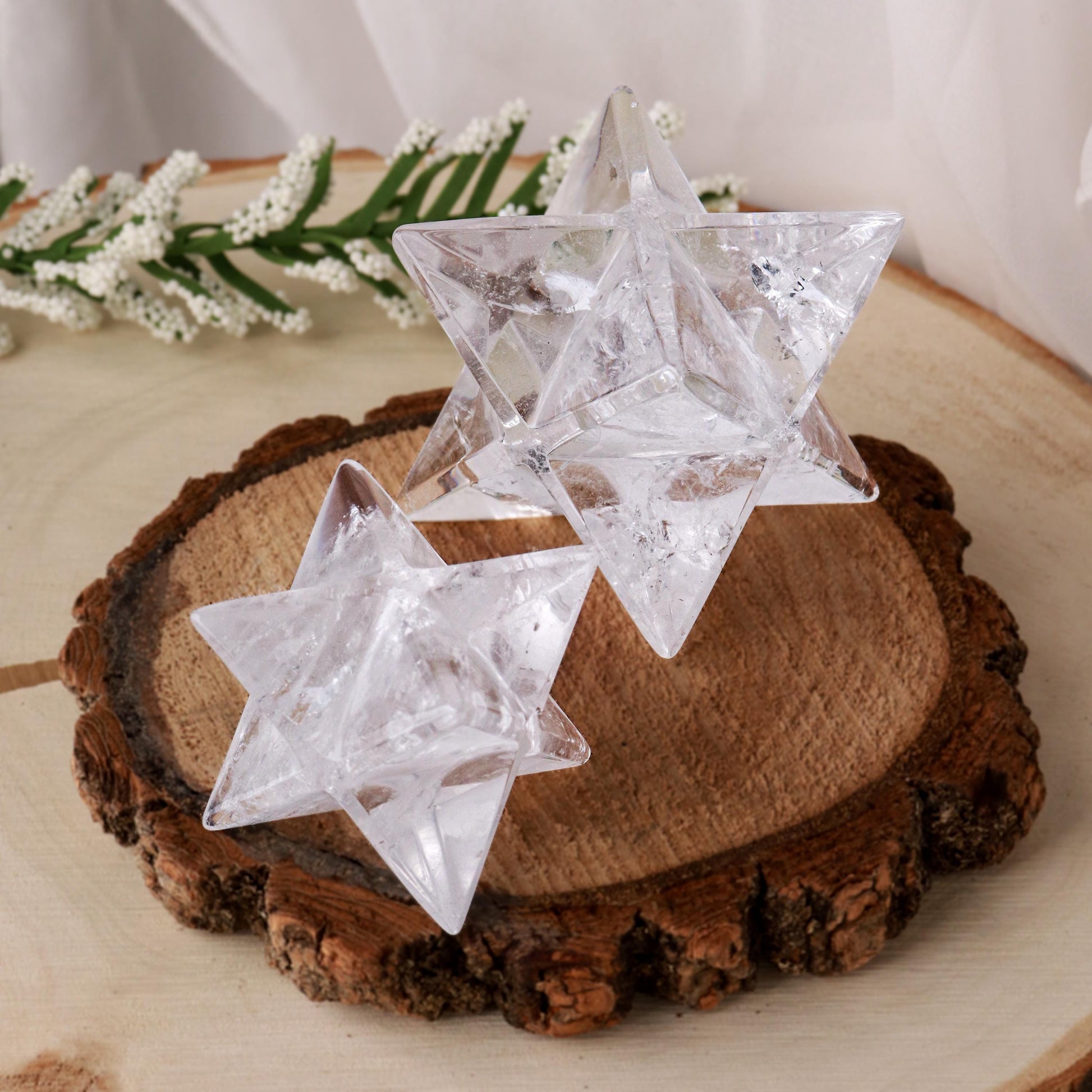 Clear Quartz Merkaba, Polished Clear Quartz Crystal, Ethically Sourced, Boho Chic Home Decor, Cleansing and Protection Crystal