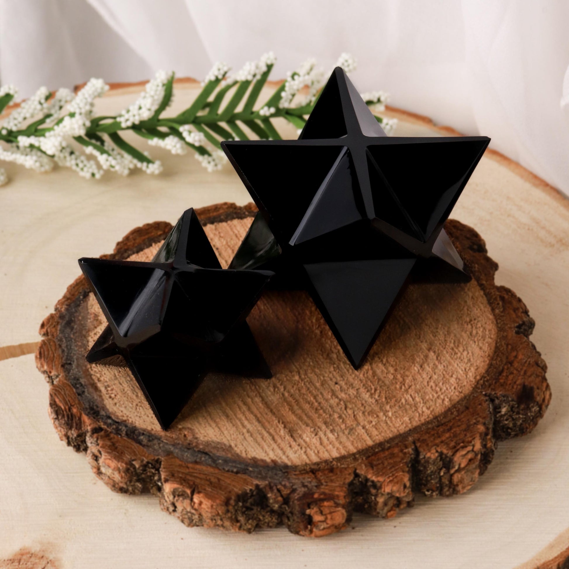 Black Obsidian Merkaba, Polished Obsidian Crystal, Ethically Sourced, Boho Chic Home Decor, Cleansing and Protection Crystal