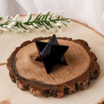 Black Obsidian Merkaba, Polished Obsidian Crystal, Ethically Sourced, Boho Chic Home Decor, Cleansing and Protection Crystal