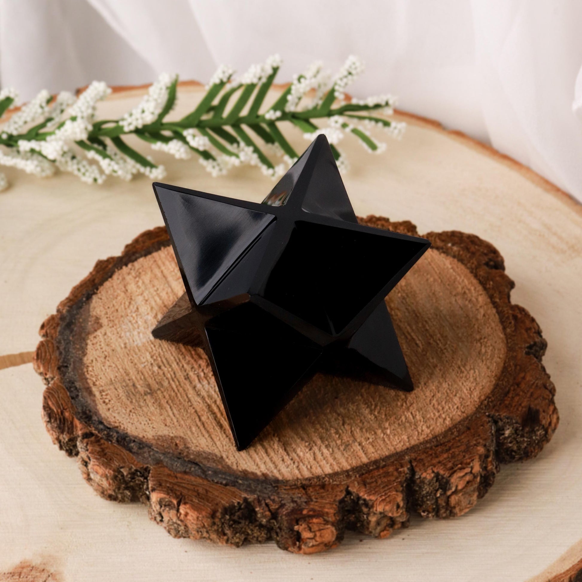 Black Obsidian Merkaba, Polished Obsidian Crystal, Ethically Sourced, Boho Chic Home Decor, Cleansing and Protection Crystal