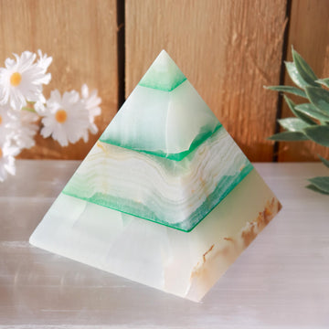 Green Onyx Pyramids, Ethically Sourced, Healing Home Decor 3"