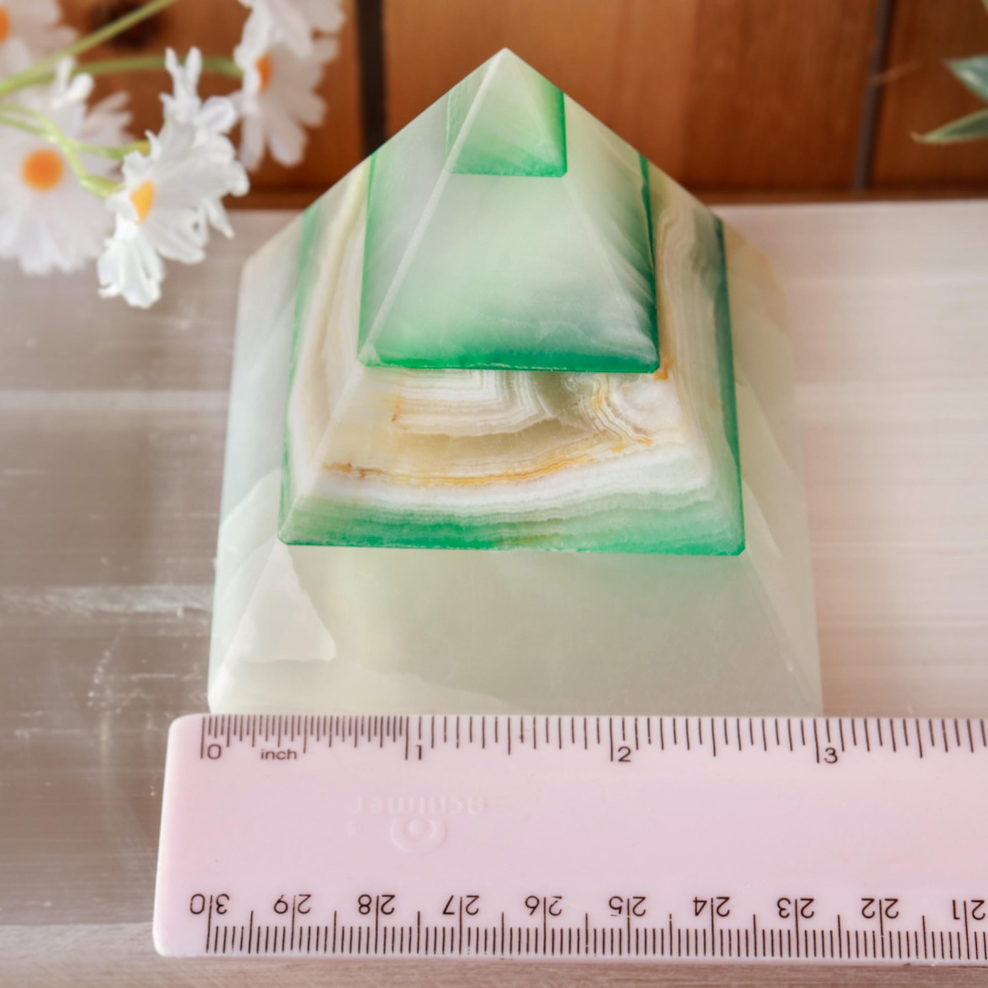 Green Onyx Pyramids, Ethically Sourced, Healing Home Decor 3"
