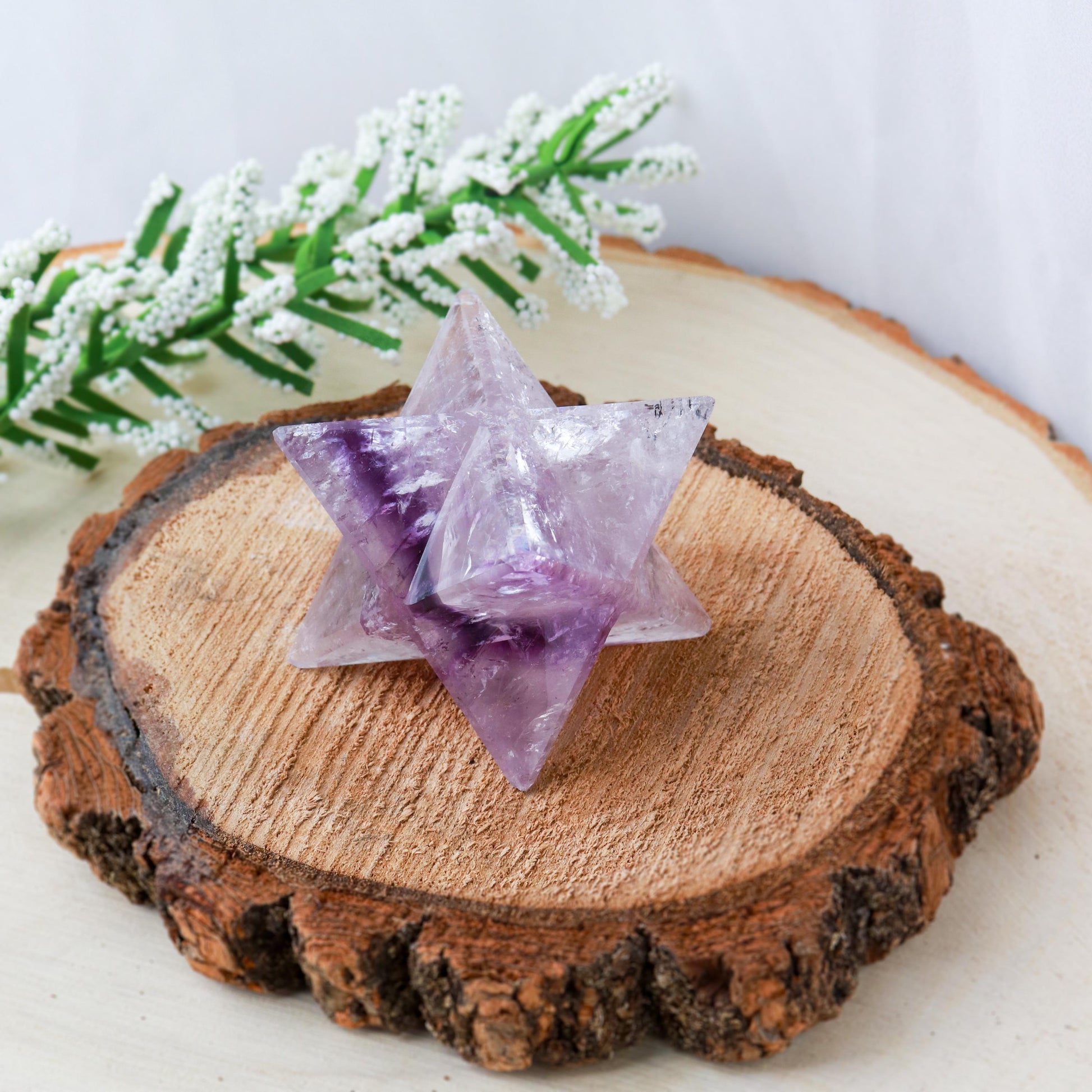 Amethyst Merkaba, Polished Amethyst Crystal, Ethically Sourced, Boho Chic Home Decor, Stress and Anxiety Reducer