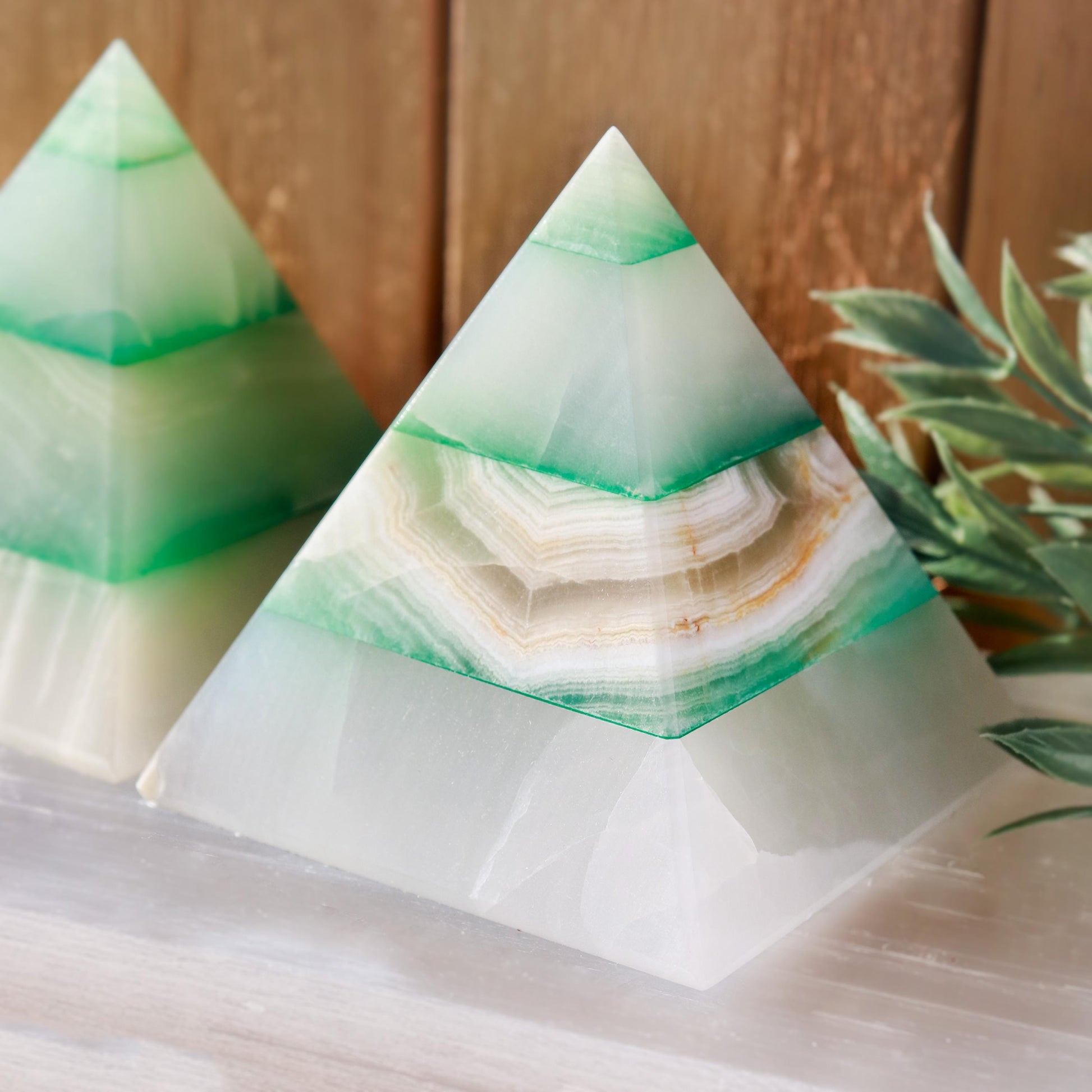 Green Onyx Pyramids, Ethically Sourced, Healing Home Decor 3"