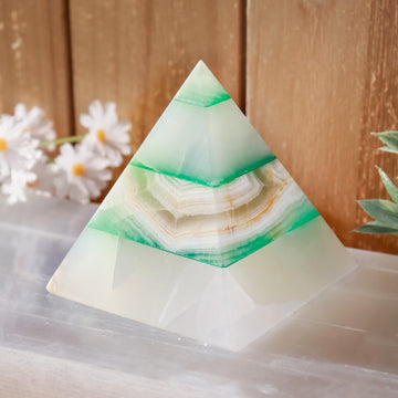 Green Onyx Pyramids, Ethically Sourced, Healing Home Decor 3"