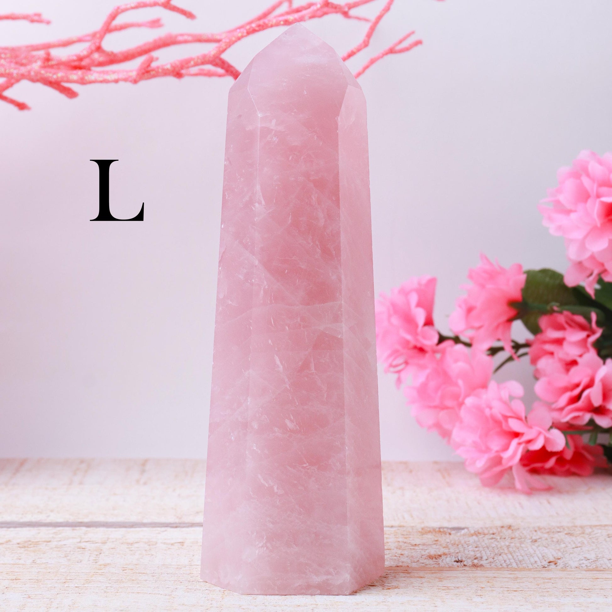 Rose Quartz Point, Grade A Quality, Rainbow Inclusions, Ethically Sourced, Heart Chakra - PICK YOUR OWN!