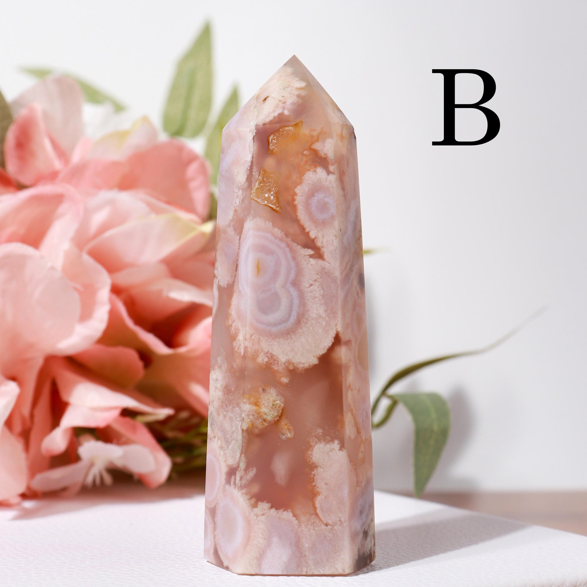 Flower Agate, Cherry Blossom Crystal, Ethically Sourced Crystals, Spring Home Decor, Polished Gemstone Towers