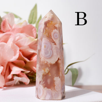 Flower Agate, Cherry Blossom Crystal, Ethically Sourced Crystals, Spring Home Decor, Polished Gemstone Towers
