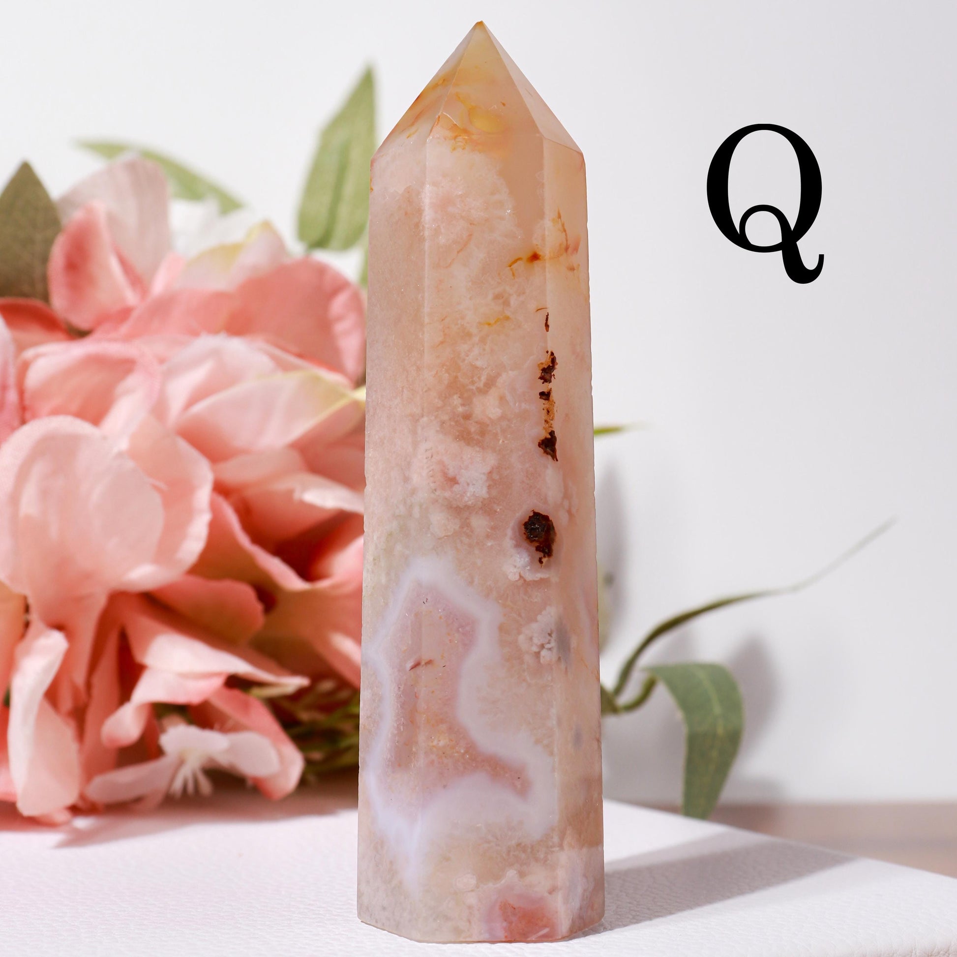 Flower Agate, Cherry Blossom Crystal, Ethically Sourced Crystals, Spring Home Decor, Polished Gemstone Towers